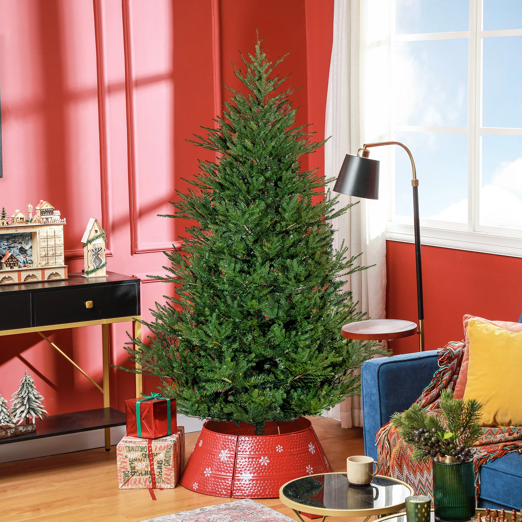 HOMCOM Artificial Christmas Tree With Realistic Hinged Branches, Green - Image 2
