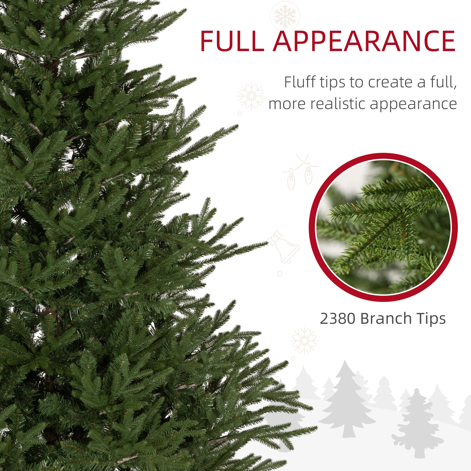 HOMCOM Artificial Christmas Tree With Realistic Hinged Branches, Green - Image 5