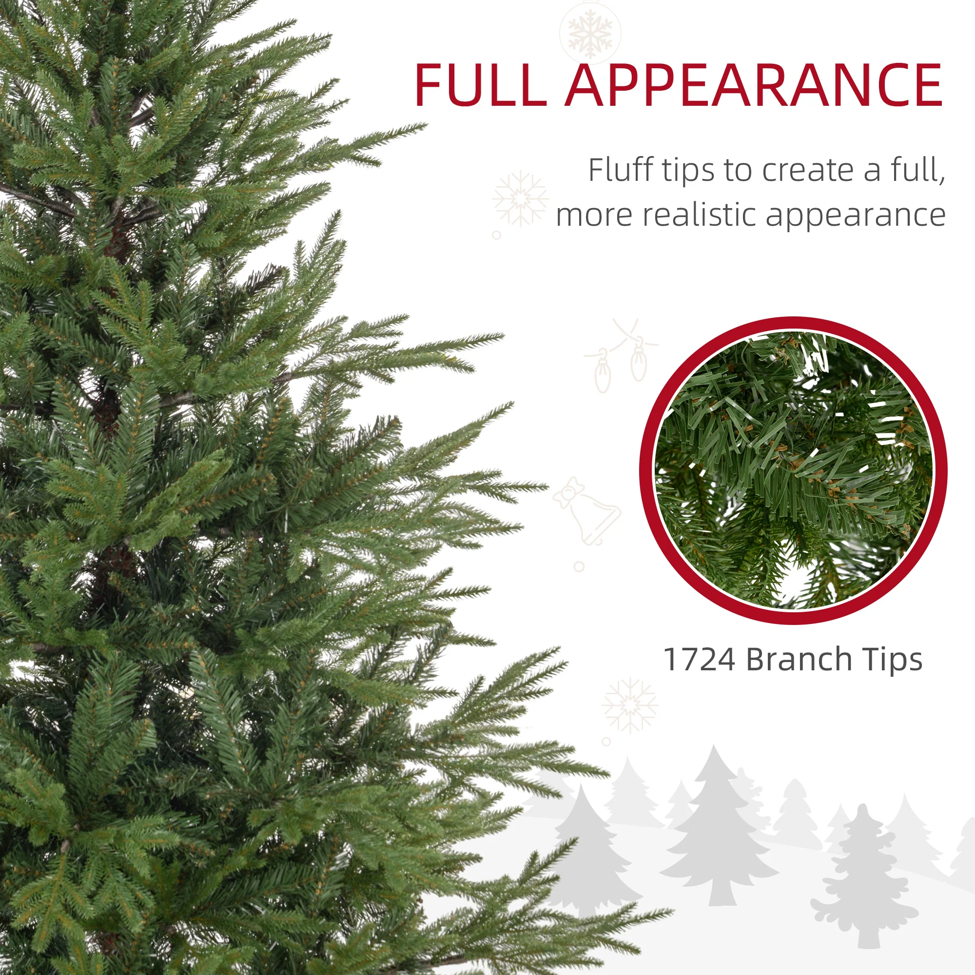 HOMCOM Artificial Christmas Tree with Realistic Hinged Branches, Green - Image 5