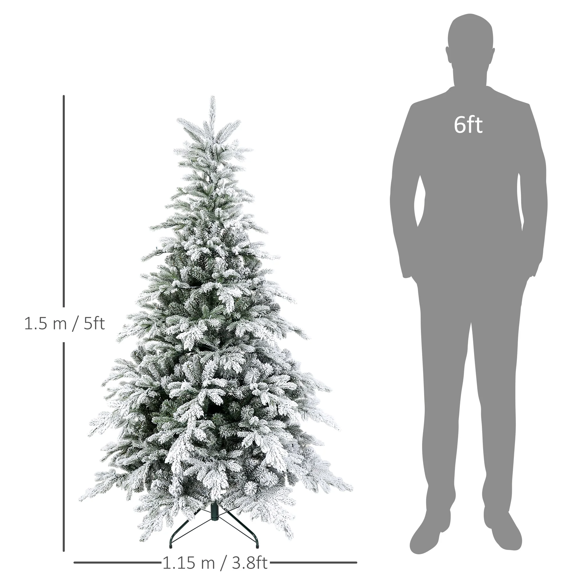 HOMCOM Artificial Christmas Tree With Realistic Snow Branches, LED Lights - Image 3
