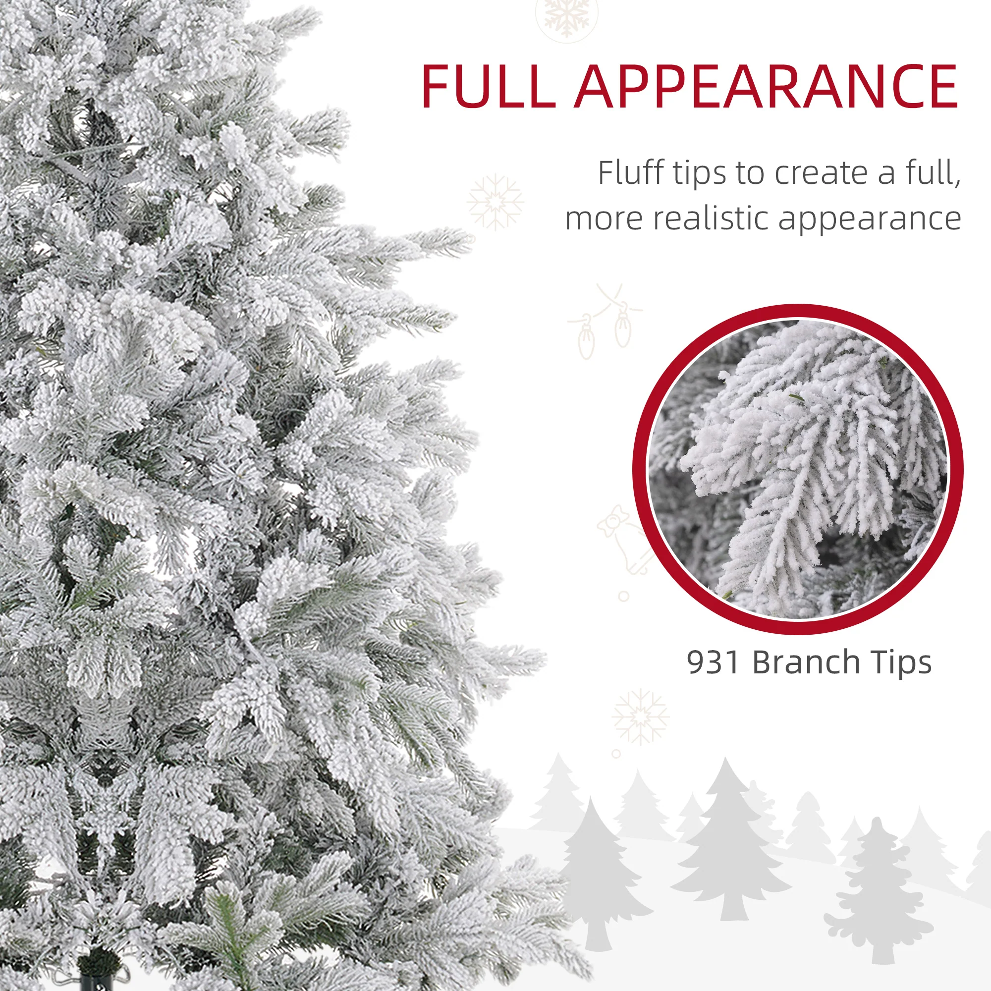 HOMCOM Artificial Christmas Tree With Realistic Snow Branches, LED Lights - Image 6