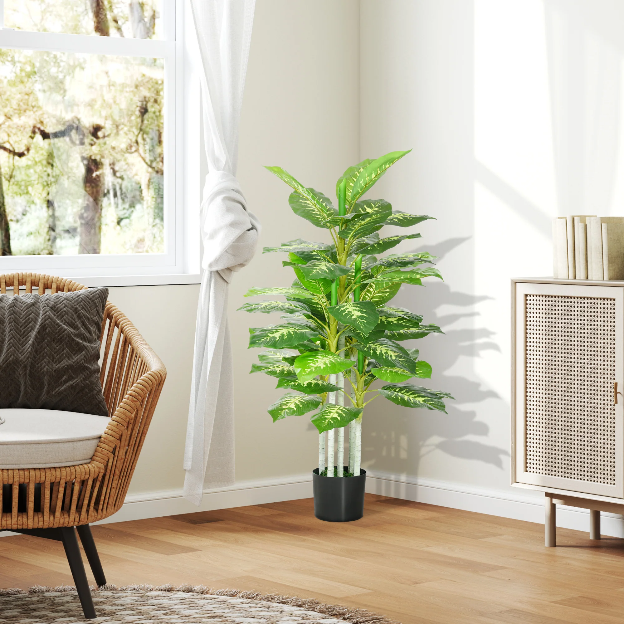 HOMCOM Artificial Evergreen Tree Fake Plant In Pot Indoor Outdoor Decor - Image 3