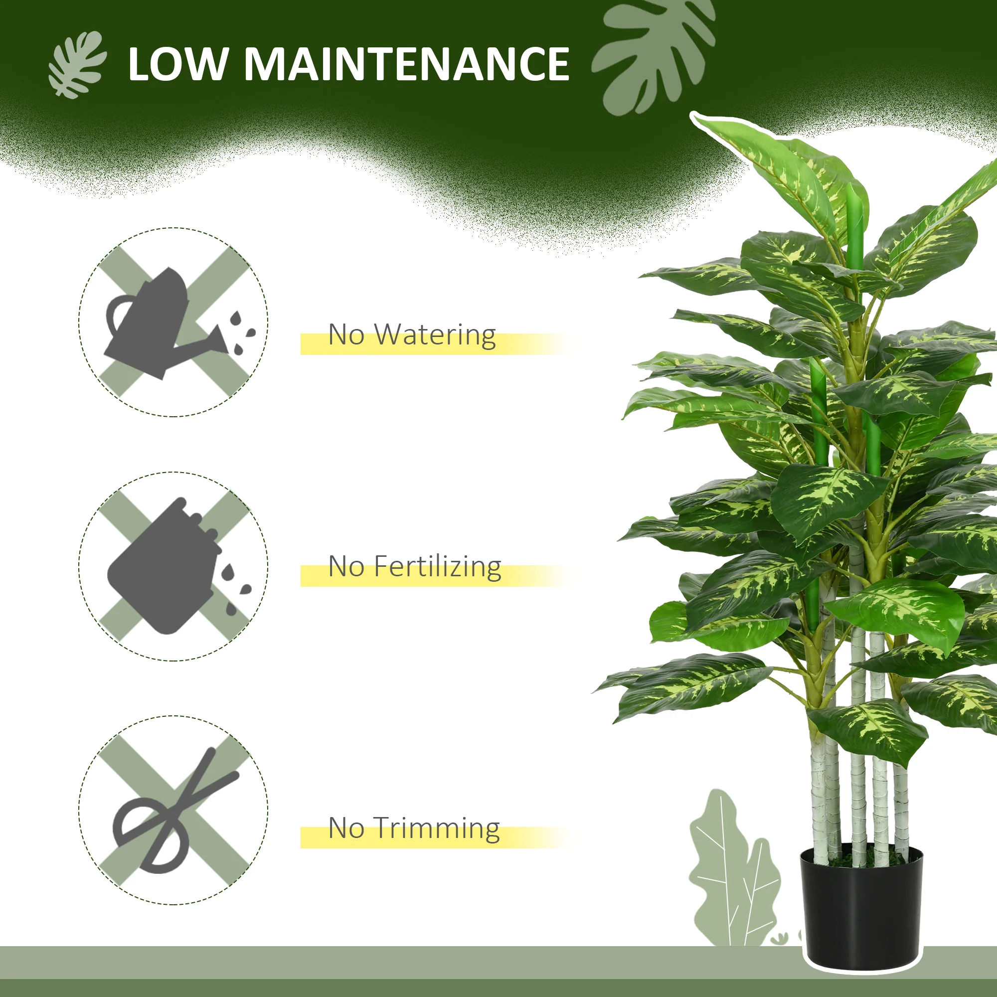 HOMCOM Artificial Evergreen Tree Fake Plant In Pot Indoor Outdoor Decor - Image 6