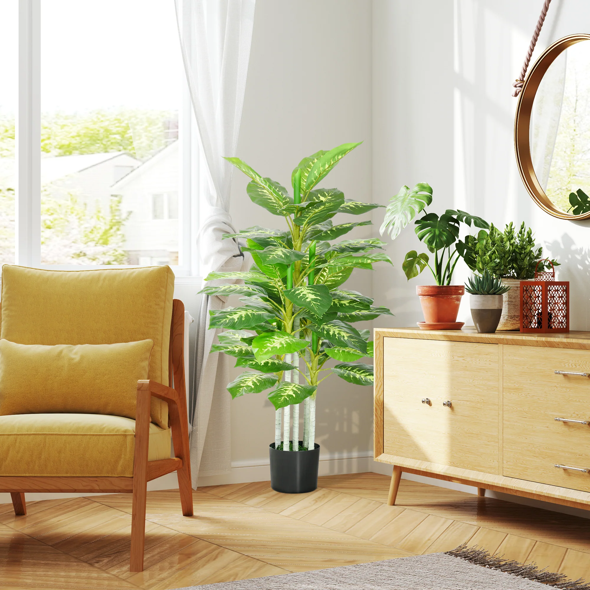 HOMCOM Artificial Evergreen Tree Fake Plant In Pot Indoor Outdoor Decor - Image 7