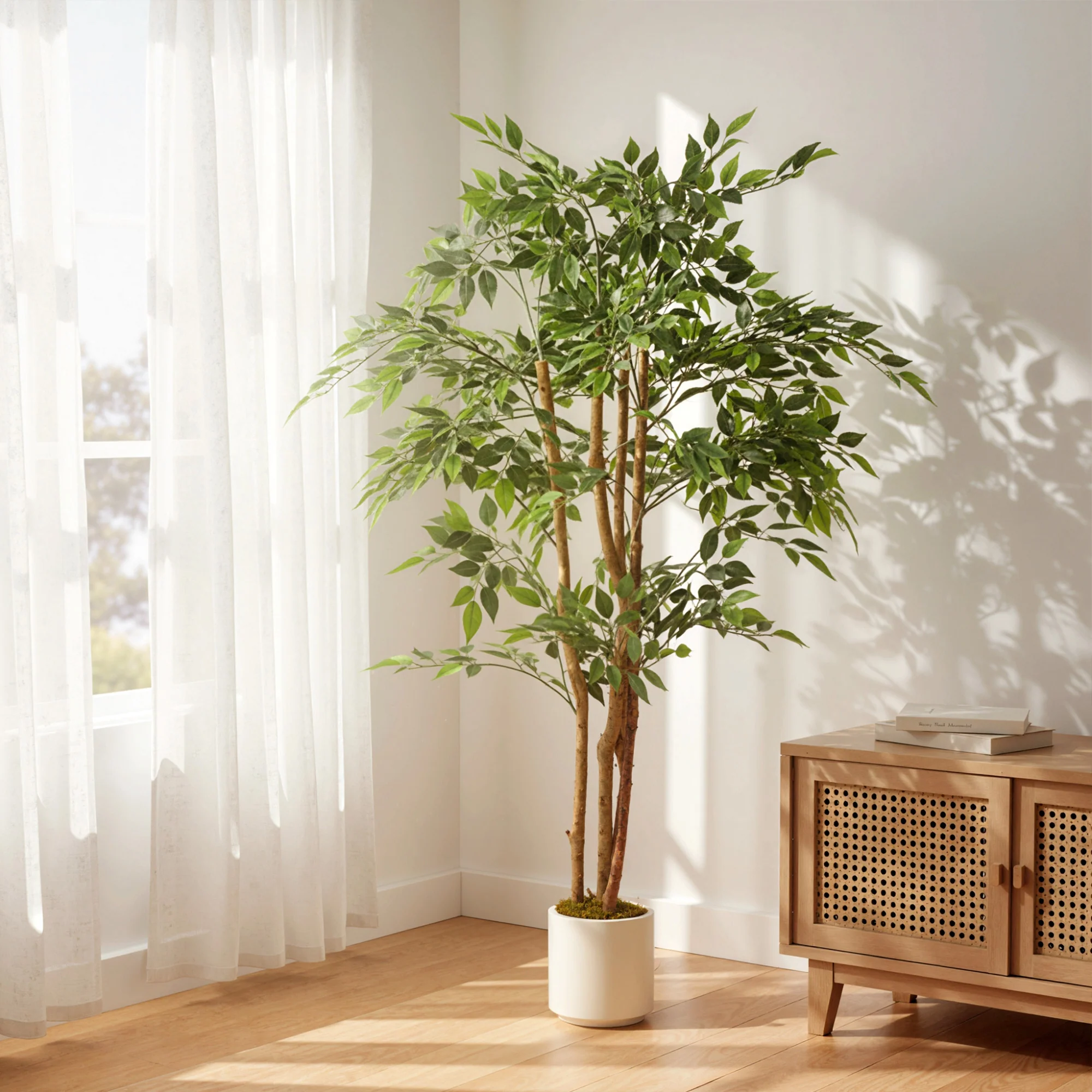 HOMCOM Artificial Ficus Tree, Faux Plant For Home Decor - Image 11