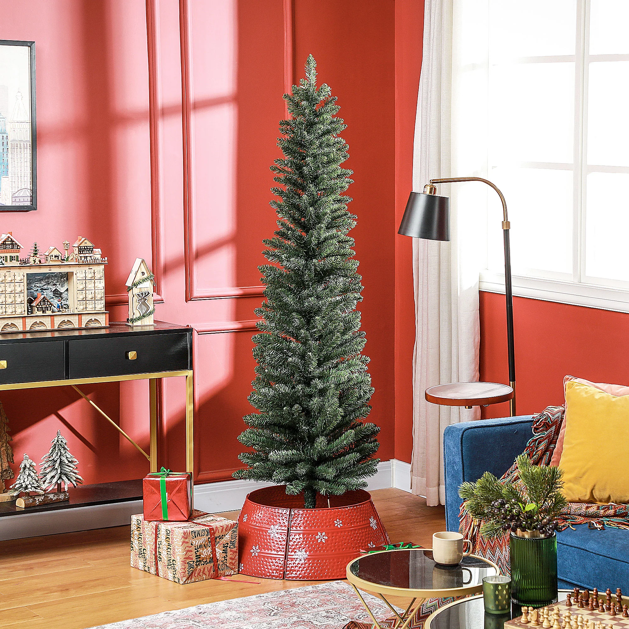 HOMCOM Artificial Pencil Christmas Tree With Branches, Green - Image 2