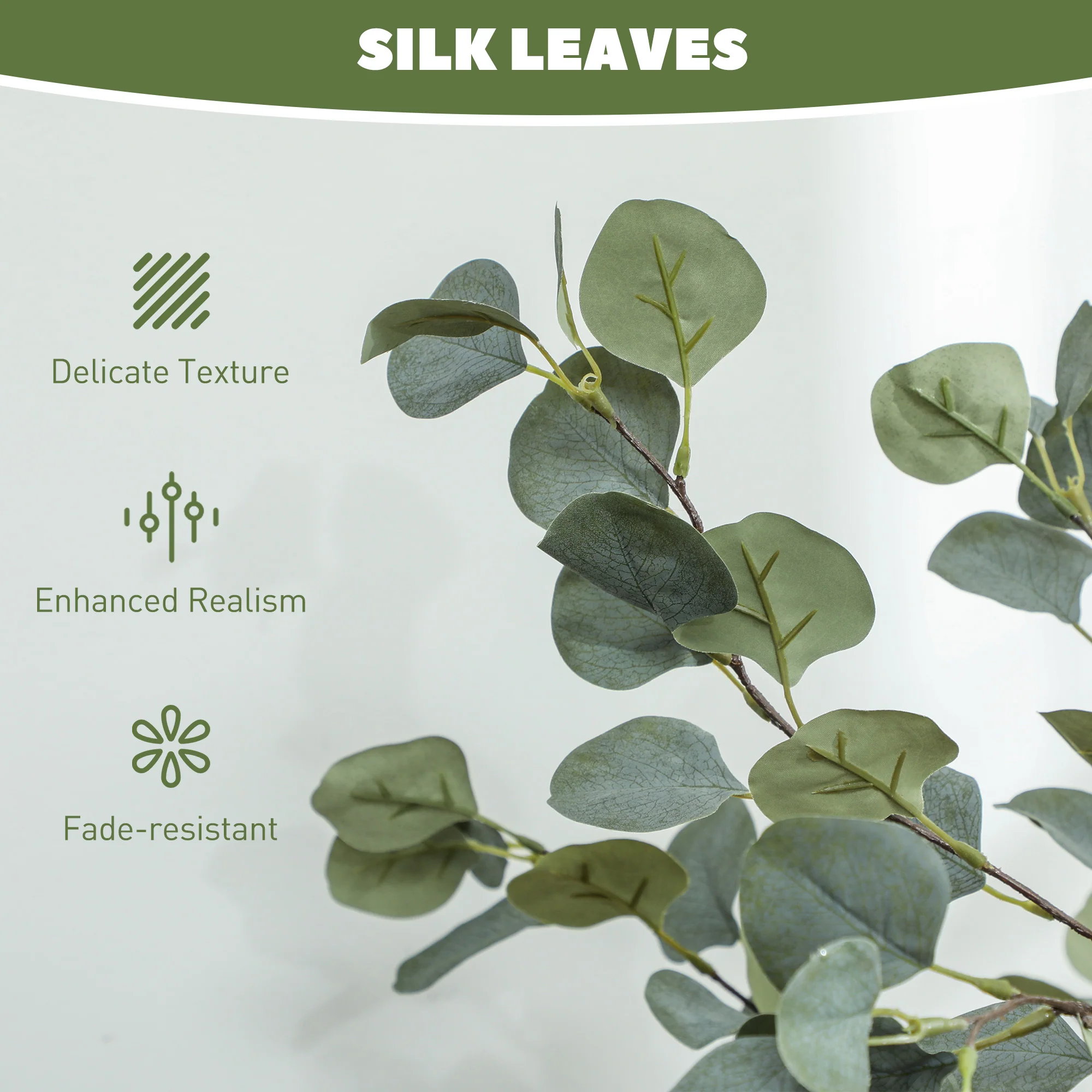 HOMCOM Artificial Plant, Faux Silk Eucalyptus Tree, 150cm - Image 4