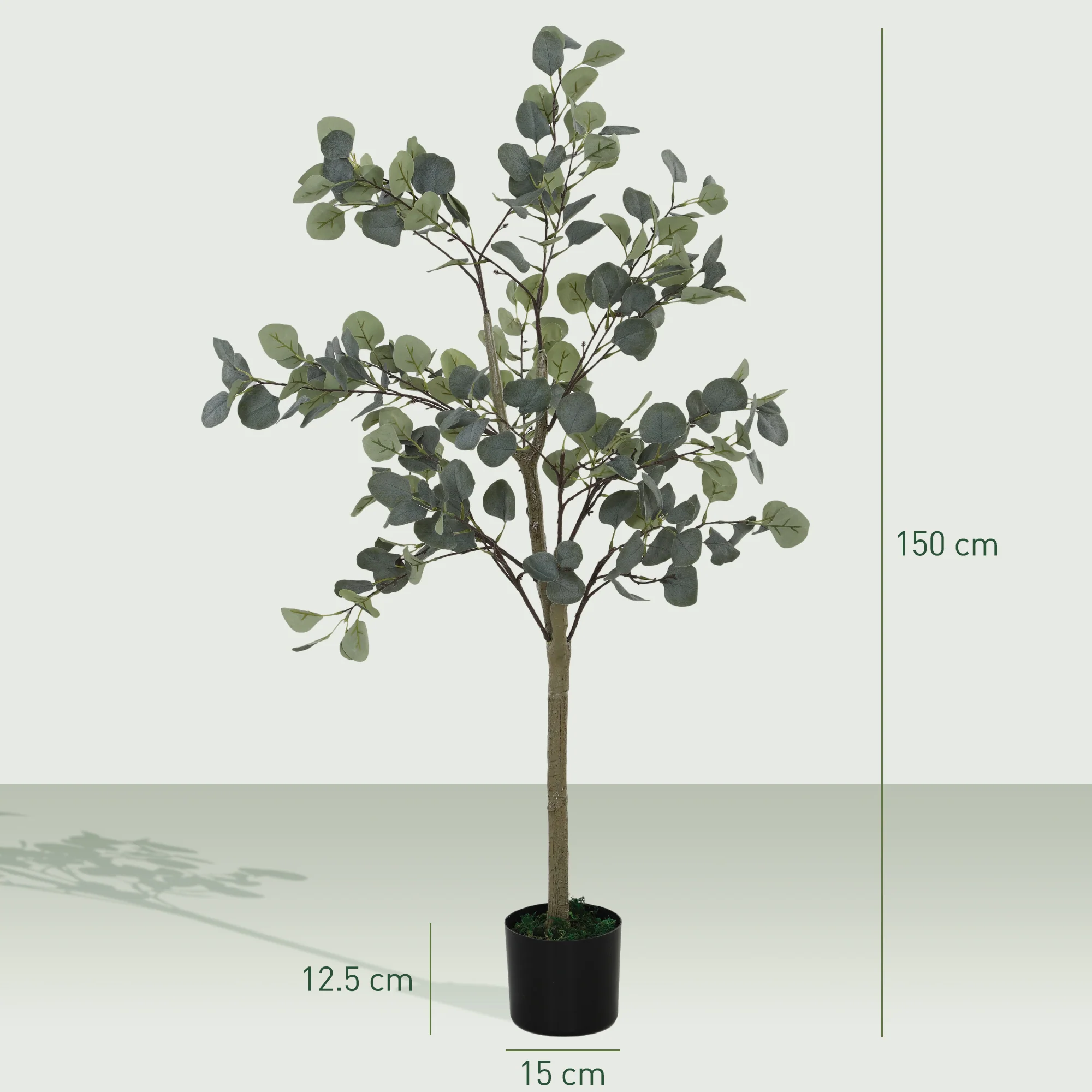 HOMCOM Artificial Plant, Faux Silk Eucalyptus Tree, 150cm - Image 5
