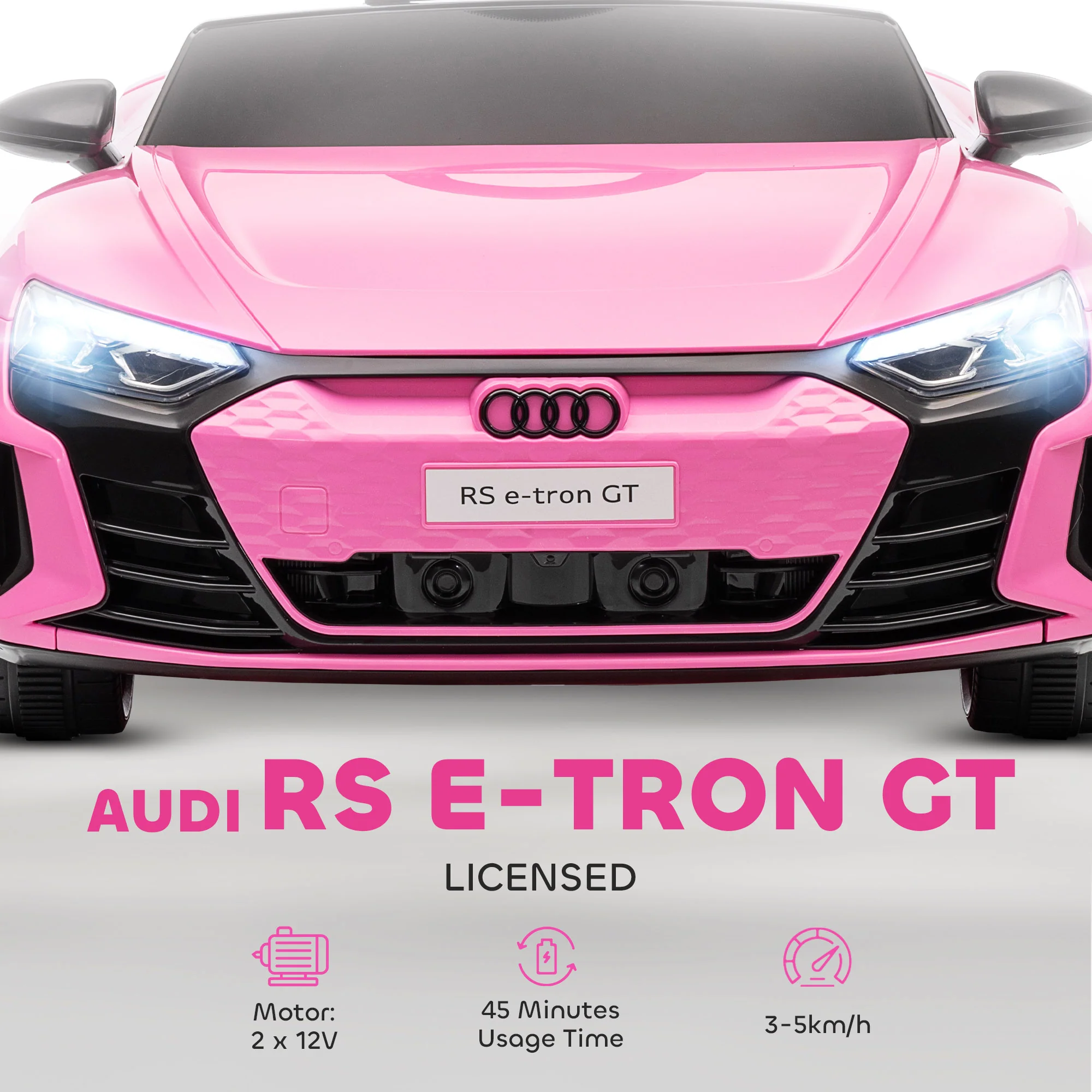 HOMCOM Audi RS E-tron GT Licensed 12V Kids Electric Ride On W/ Remote, Pink - Image 3