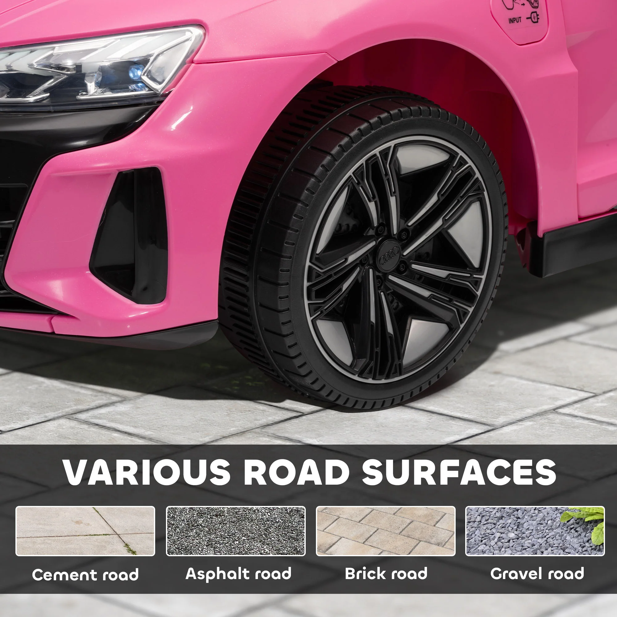 HOMCOM Audi RS E-tron GT Licensed 12V Kids Electric Ride On W/ Remote, Pink - Image 8