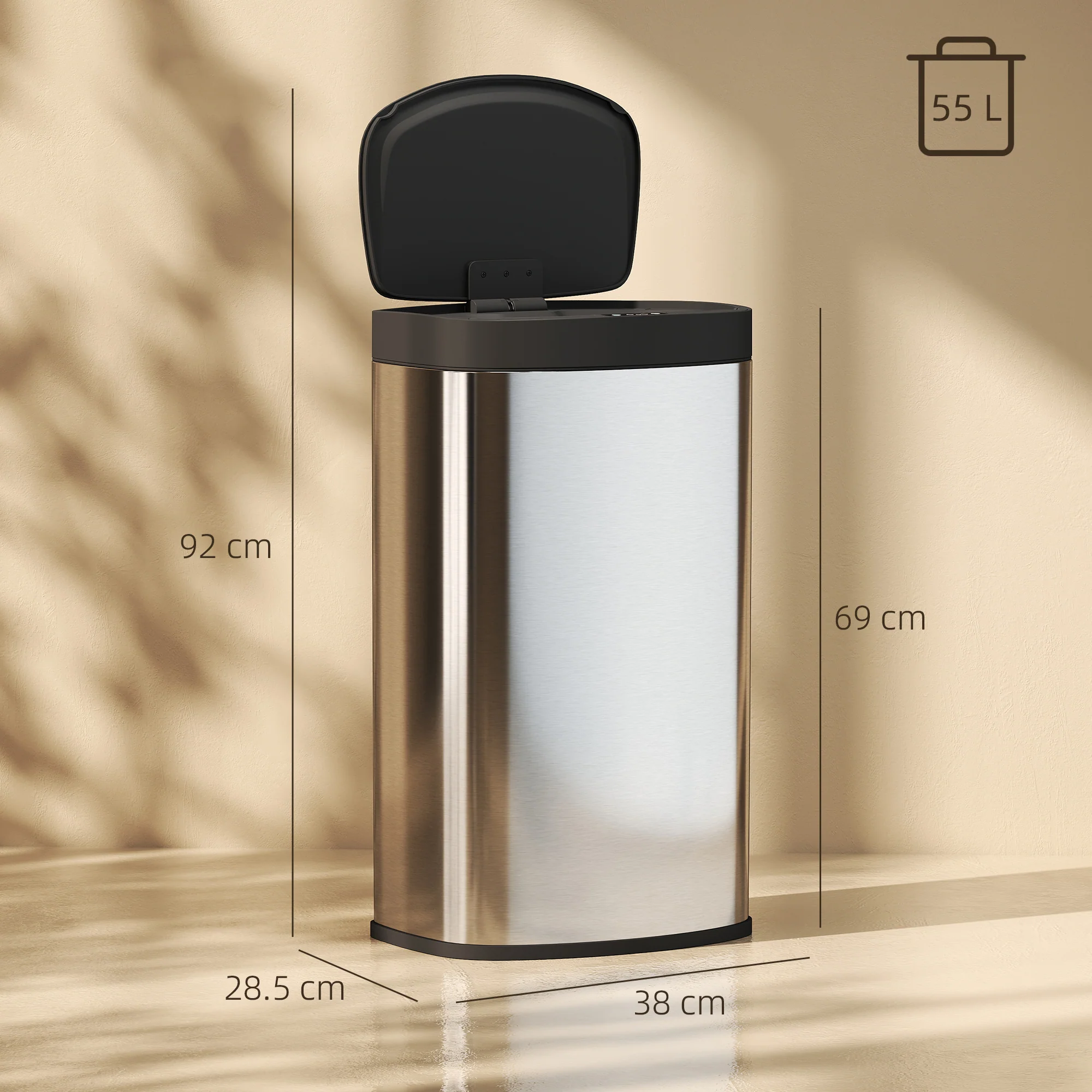 HOMCOM Automatic Kitchen Bin with Soft-Close Lid, 55L Sensor Wastebasket - Image 5