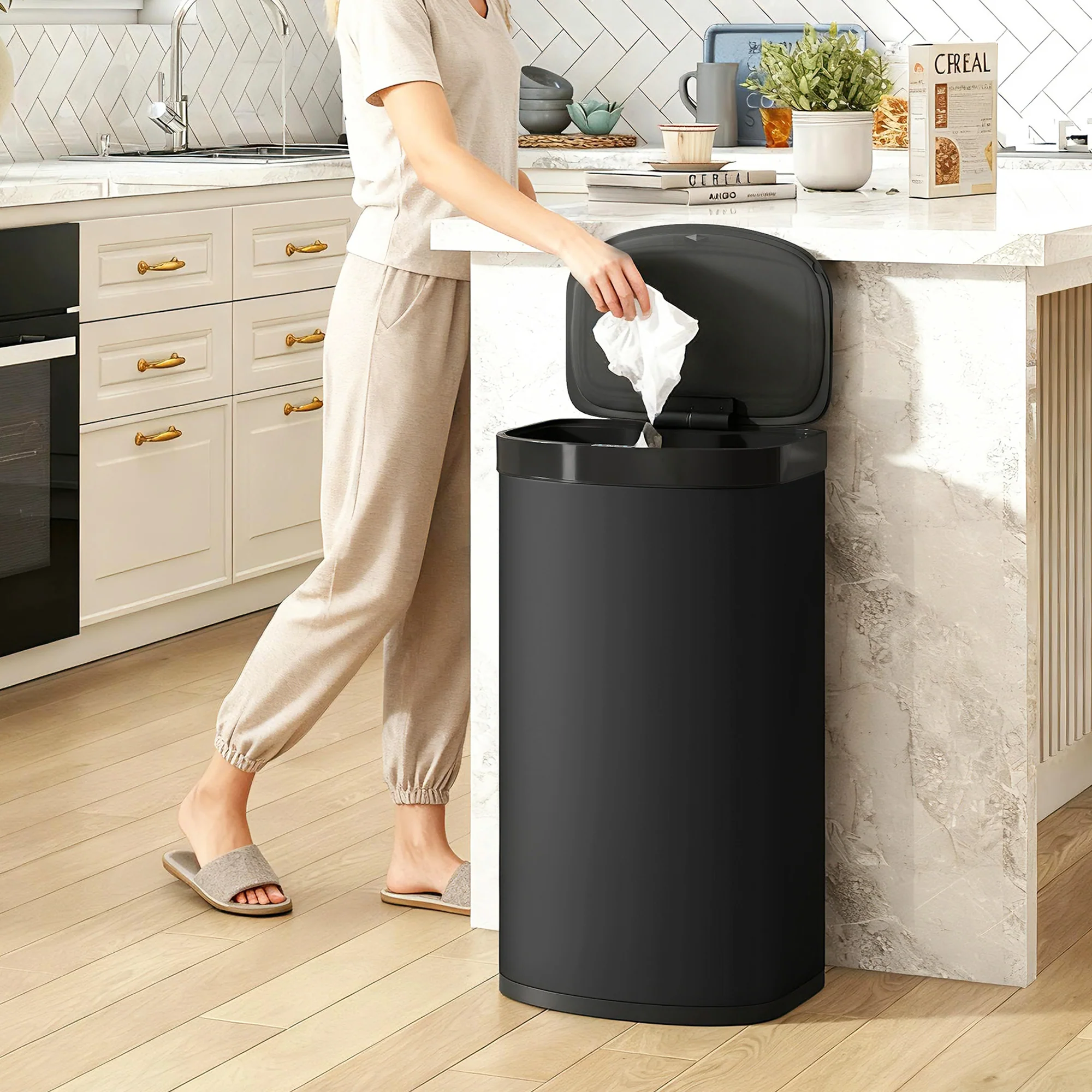 HOMCOM Automatic Kitchen Bin with Soft-Close Lid, 55L Sensor Wastebasket - Image 2