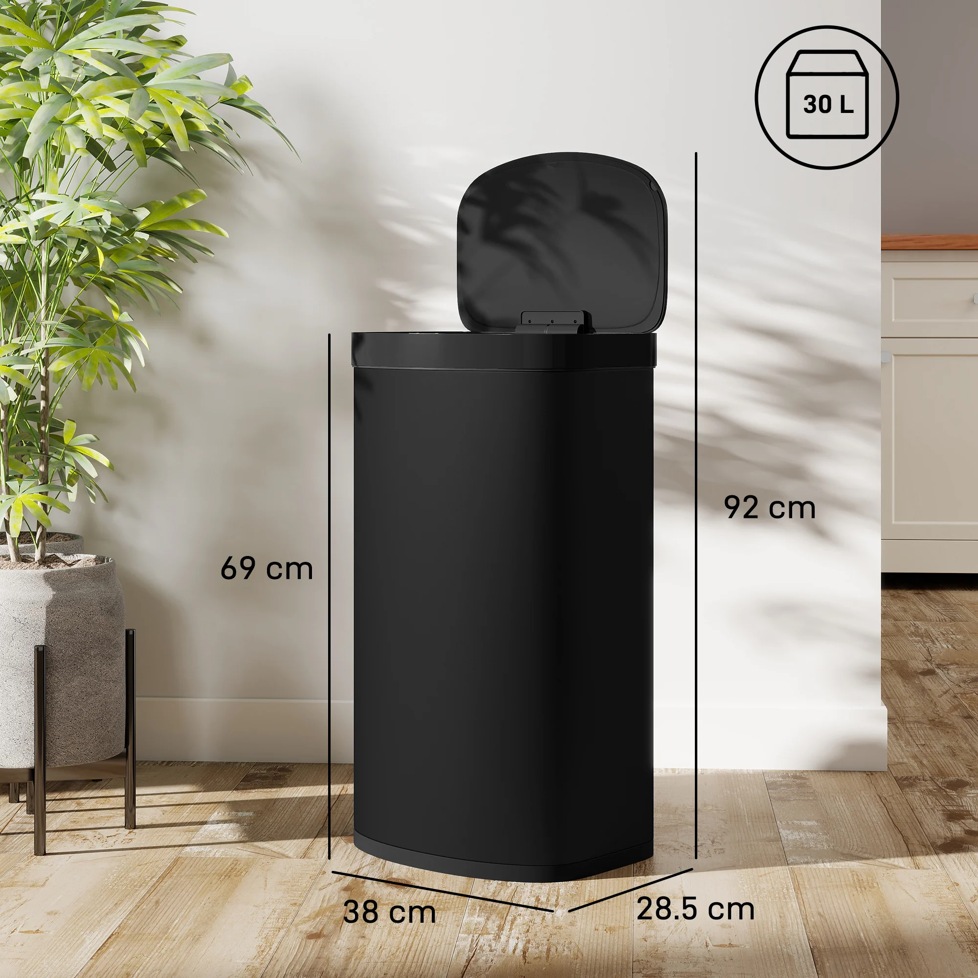 HOMCOM Automatic Kitchen Bin with Soft-Close Lid, 55L Sensor Wastebasket - Image 5