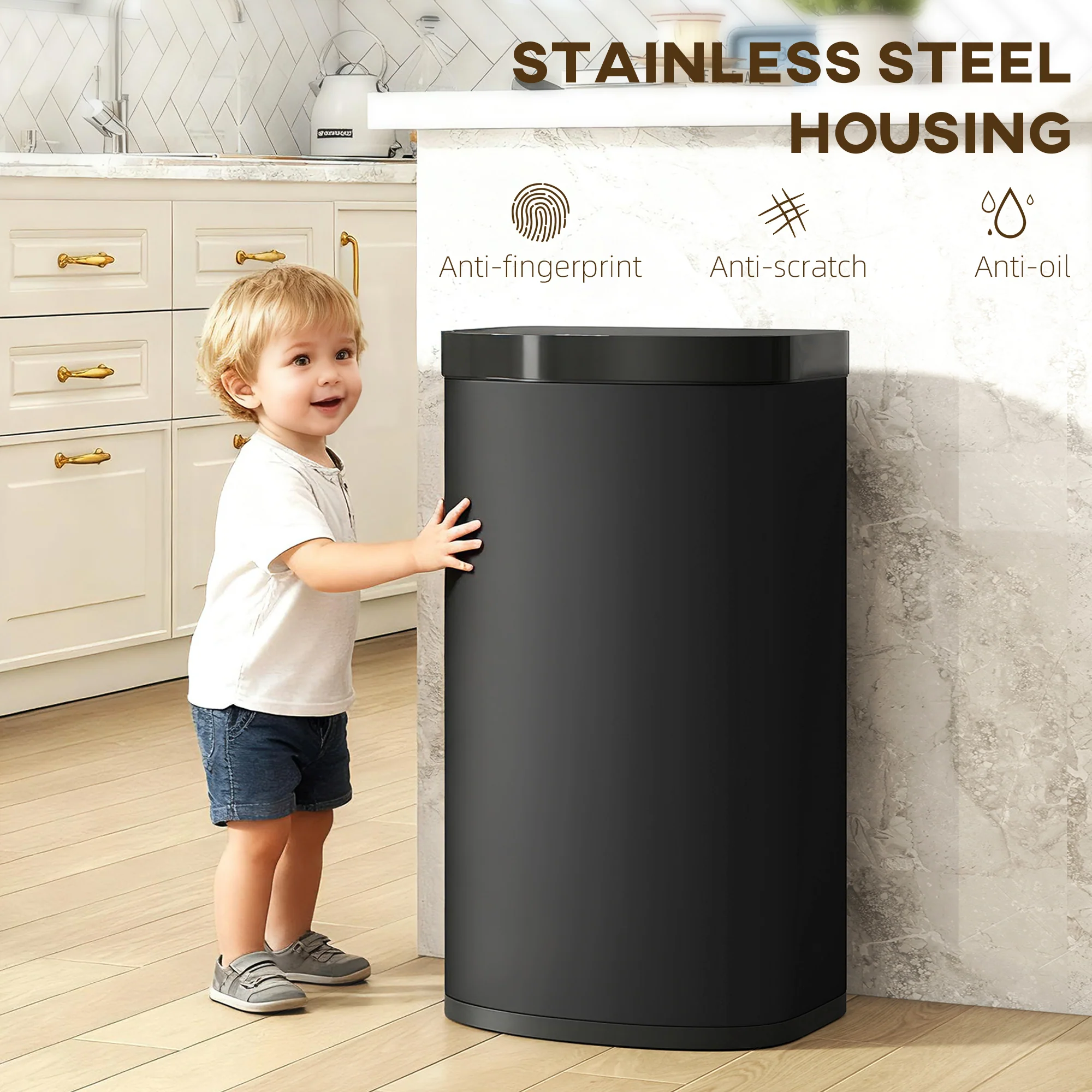 HOMCOM Automatic Kitchen Bin with Soft-Close Lid, 55L Sensor Wastebasket - Image 6