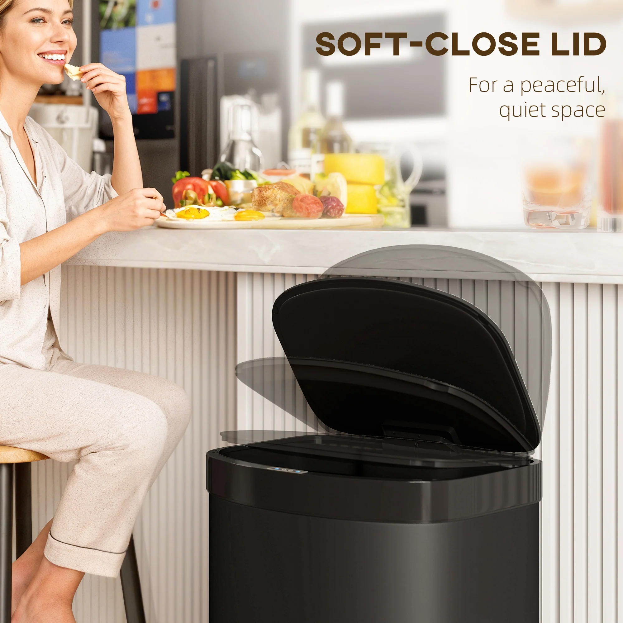 HOMCOM Automatic Kitchen Bin with Soft-Close Lid, 55L Sensor Wastebasket - Image 7