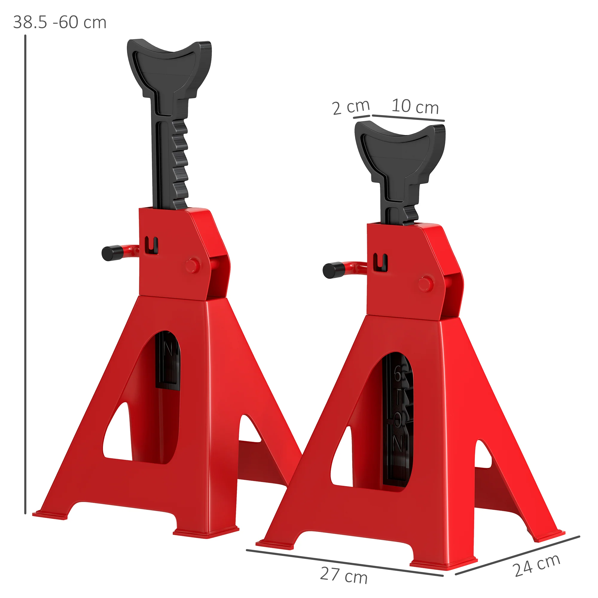HOMCOM Axle Stands, Adjustable Car Jack Stands, Pack Of 2 - Red - Image 5