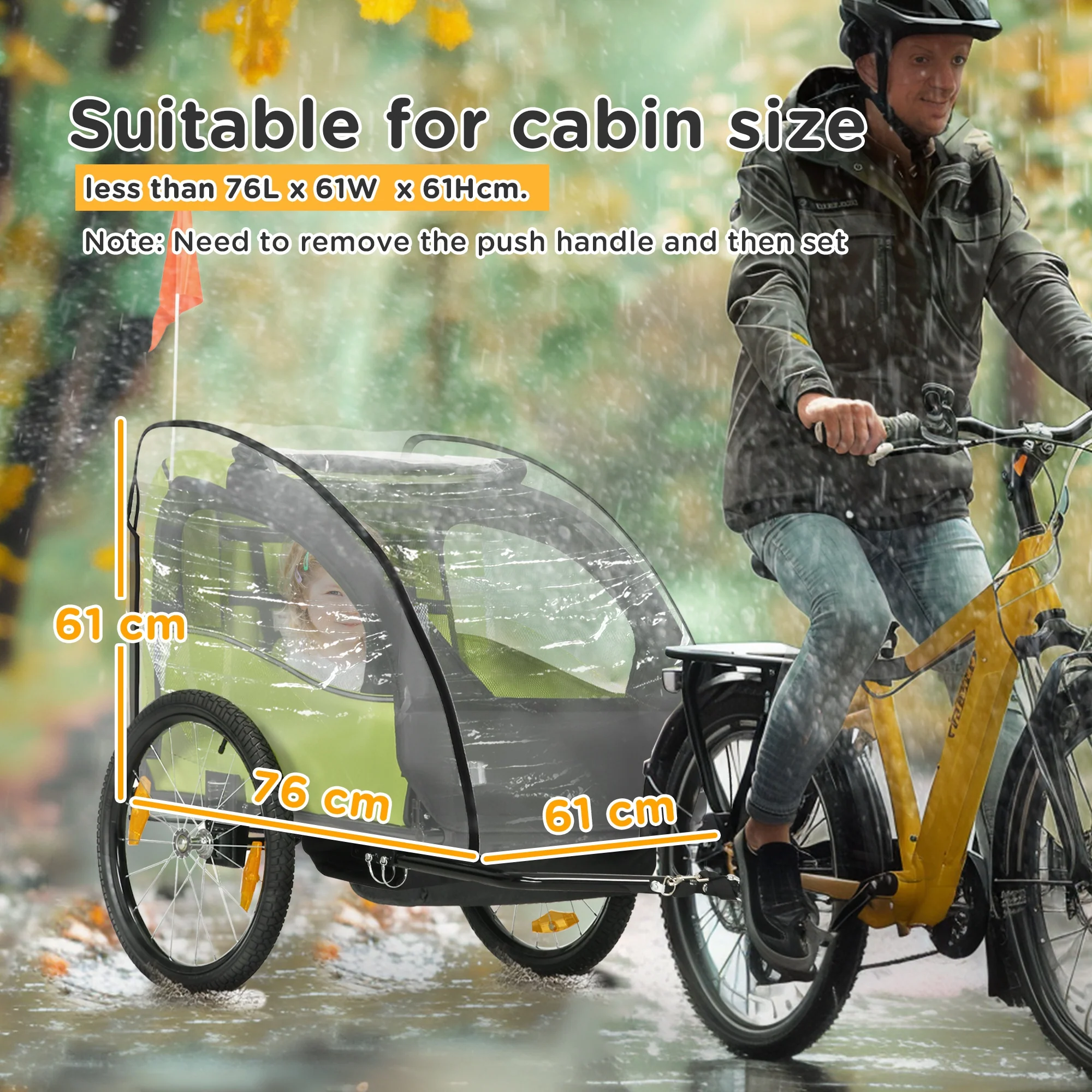 HOMCOM Baby Bike Trailer Cover, Bicycle Trailer Storage Cover Anti Dust Rain - Image 5