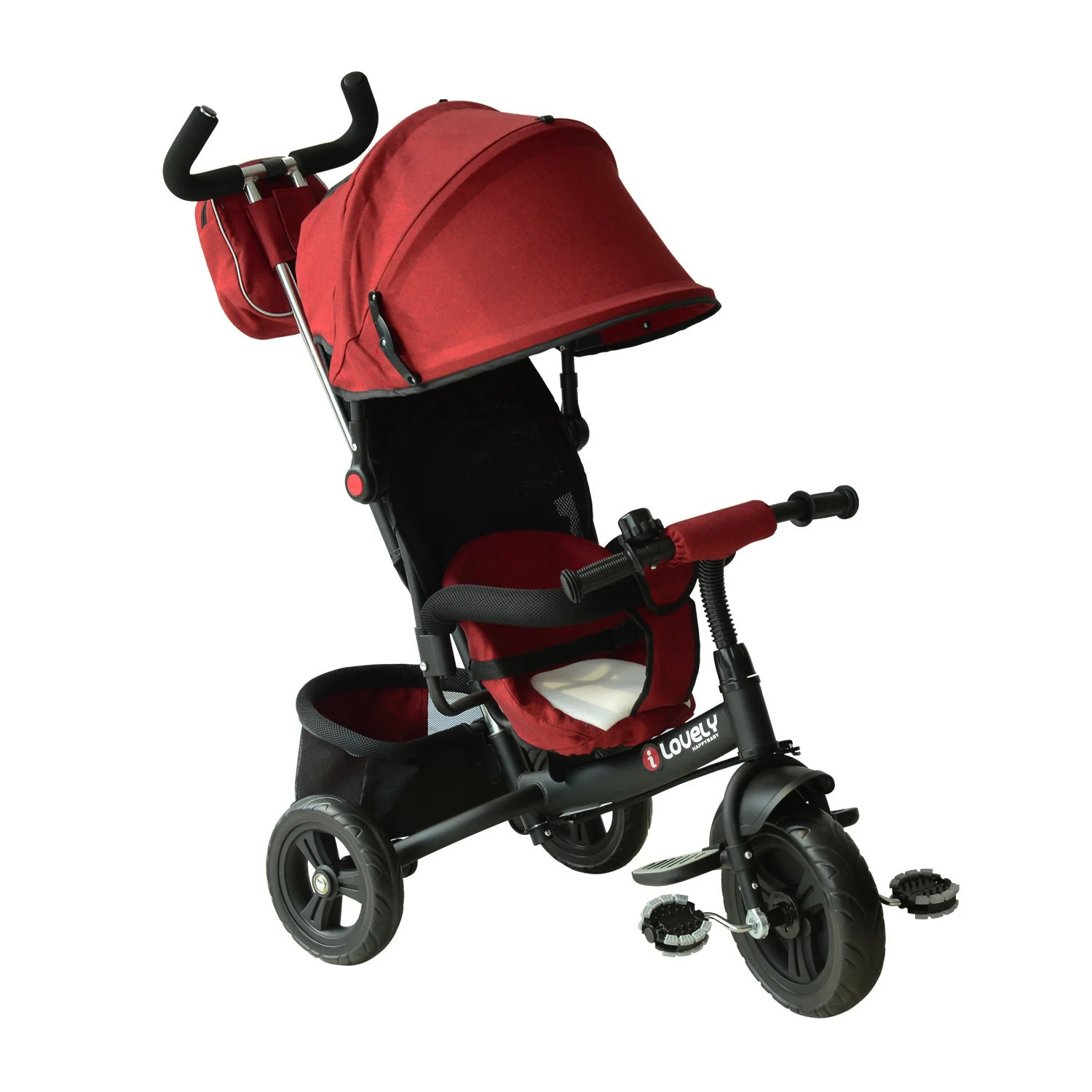 HOMCOM Baby Ride On Tricycle W/Canopy-Red