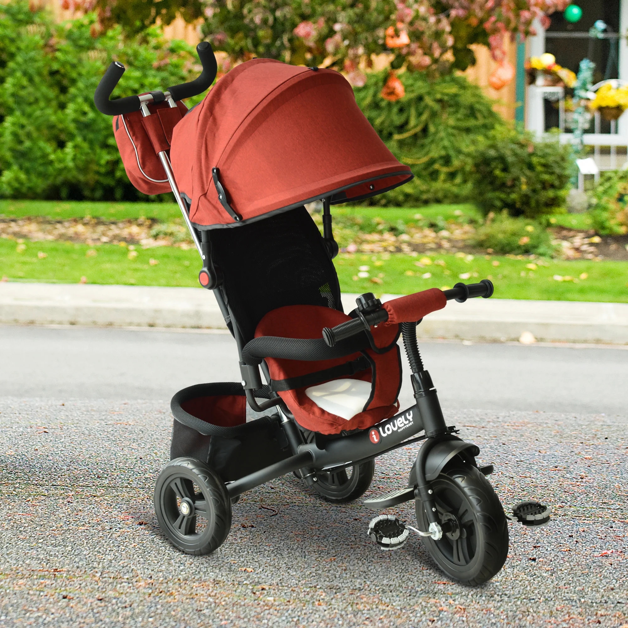 HOMCOM Baby Ride On Tricycle W/Canopy-Red - Image 2