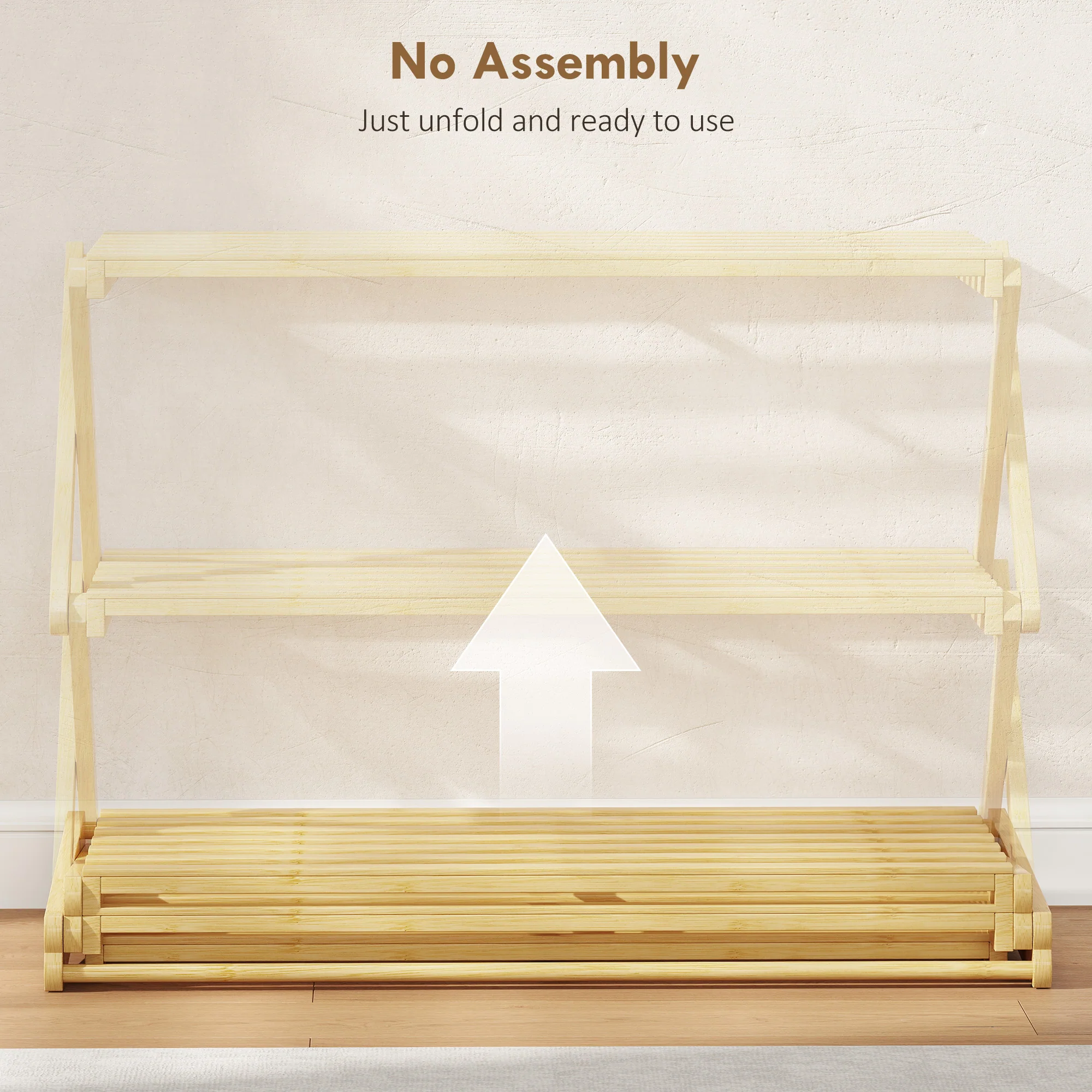 HOMCOM Bamboo Shoe Rack, Folding Shoe Shelf - Image 3