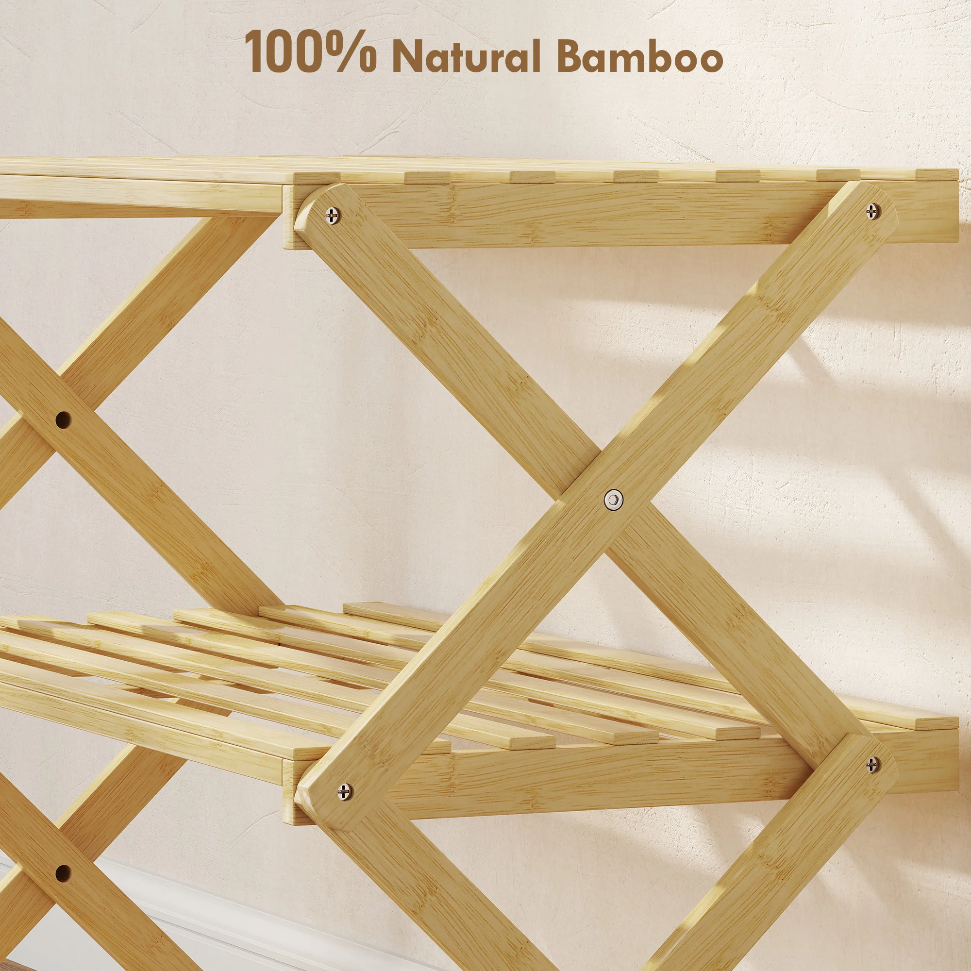HOMCOM Bamboo Shoe Rack, Folding Shoe Shelf - Image 4