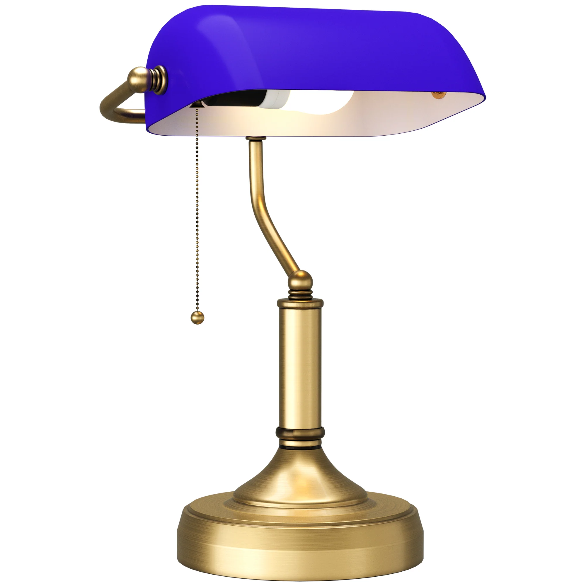 HOMCOM Banker's Table Lamp W/ Antique Bronze Tone Base, White/Blue - Image 10