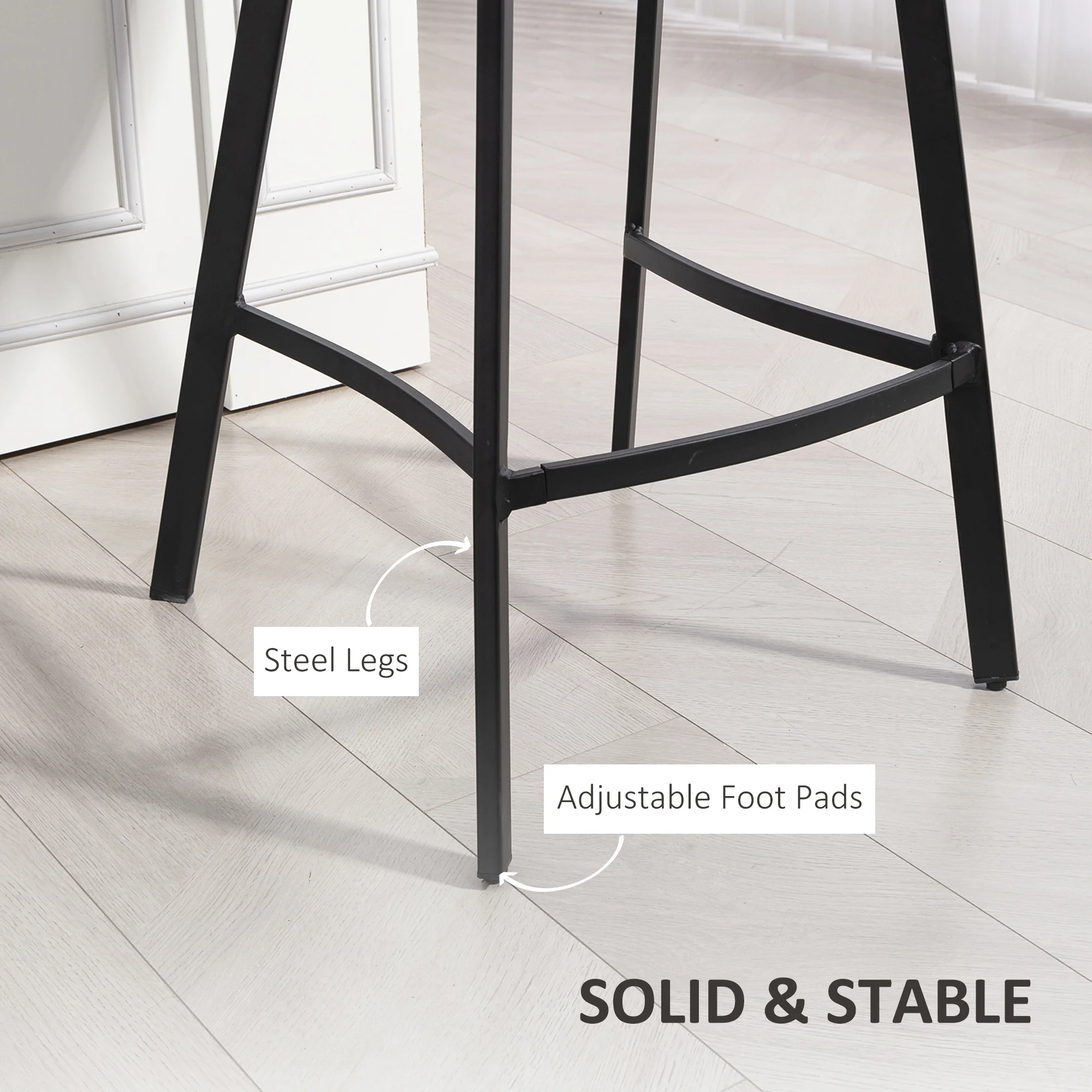 HOMCOM Bar Stools Set of 2, Bar Chairs with Back and Steel Legs, Grey - Image 6