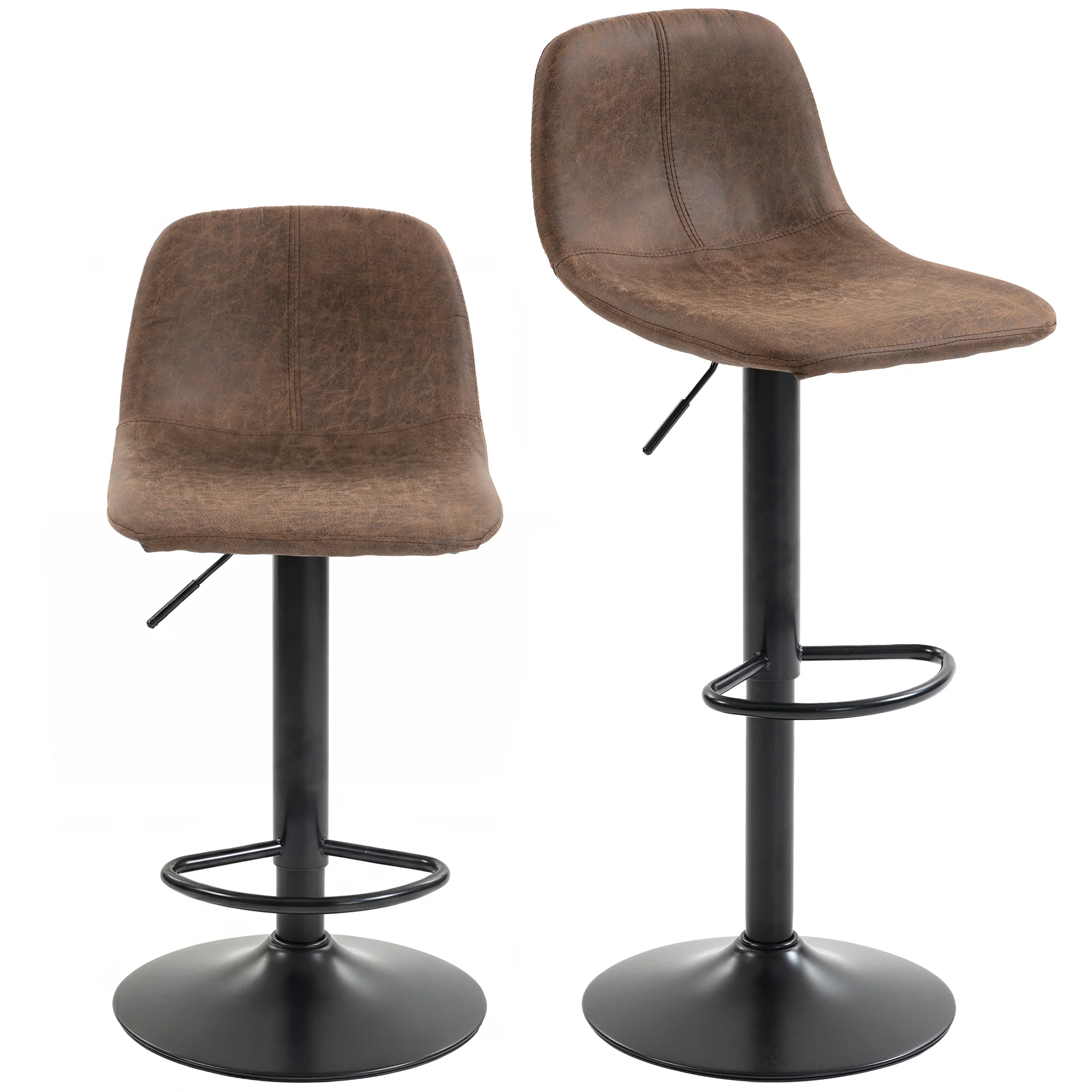 HOMCOM Bar Stools Set Of 2, Modern Swivel Barstools For Dining Room, Brown
