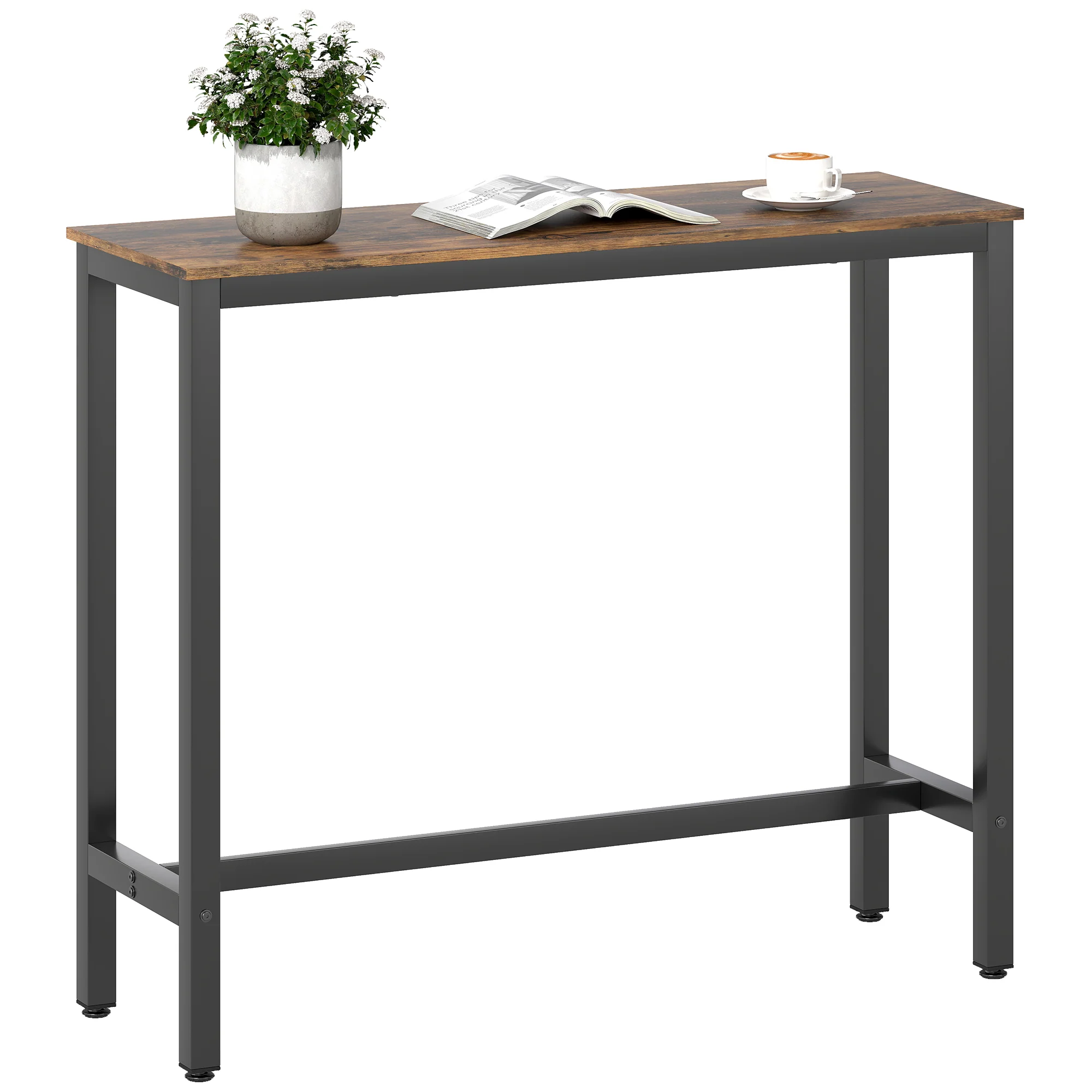 HOMCOM Bar Table Coffee Table With Adjustable Footpads For Breakfast Dining
