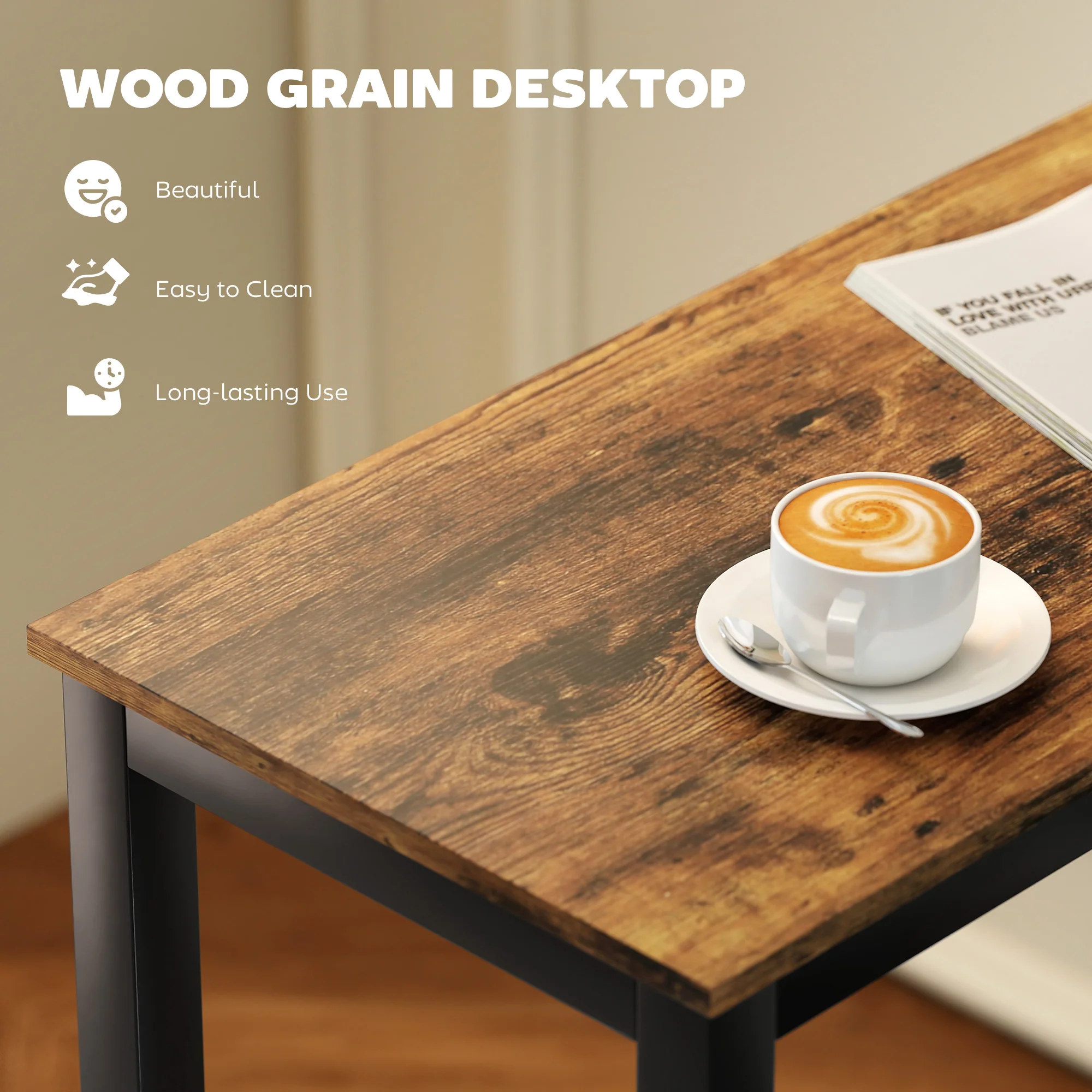 HOMCOM Bar Table Coffee Table With Adjustable Footpads For Breakfast Dining - Image 6