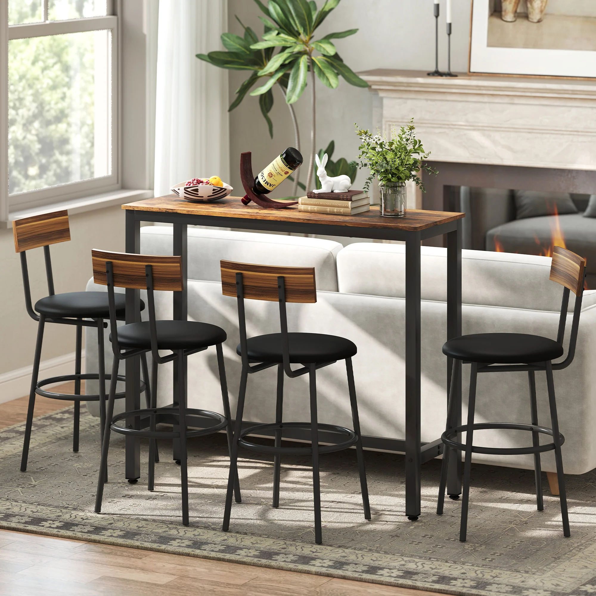 HOMCOM Bar Table Coffee Table With Adjustable Footpads For Breakfast Dining - Image 8