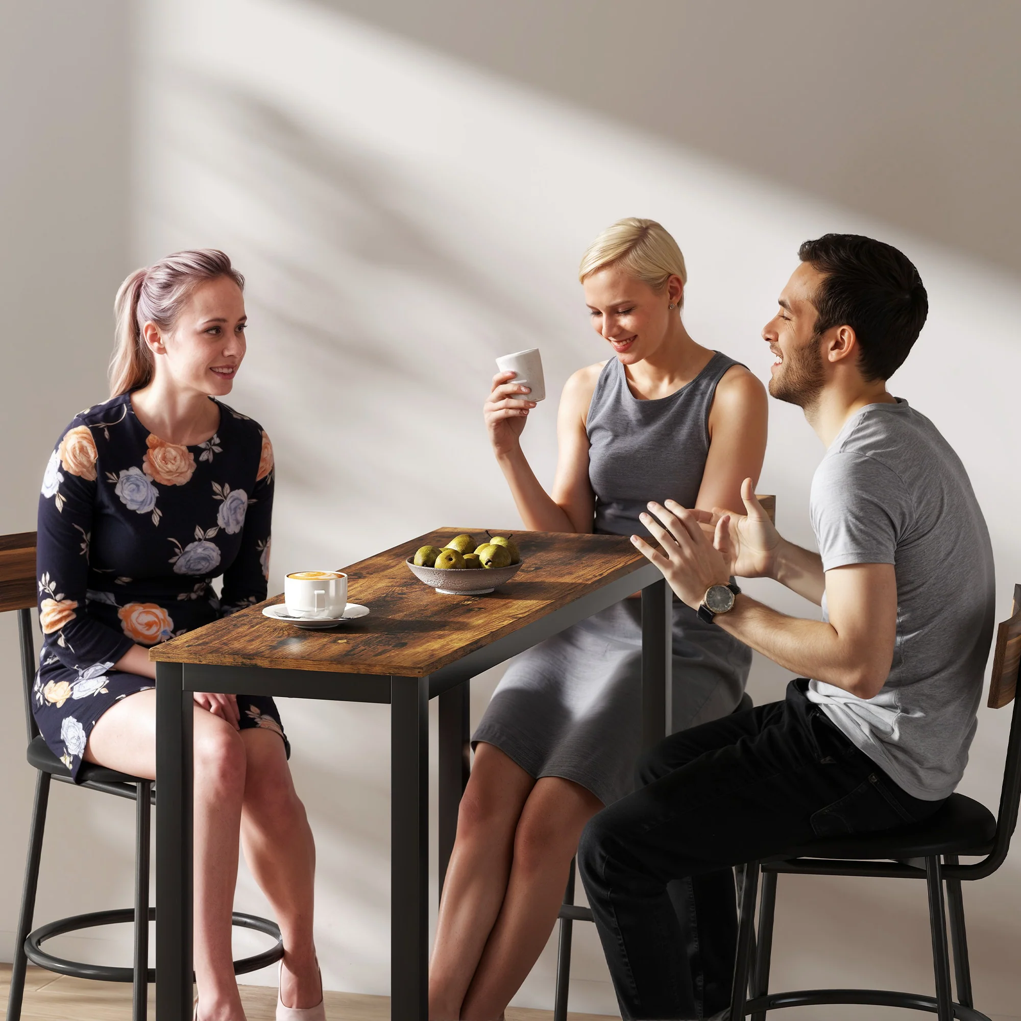 HOMCOM Bar Table Coffee Table With Adjustable Footpads For Breakfast Dining - Image 9