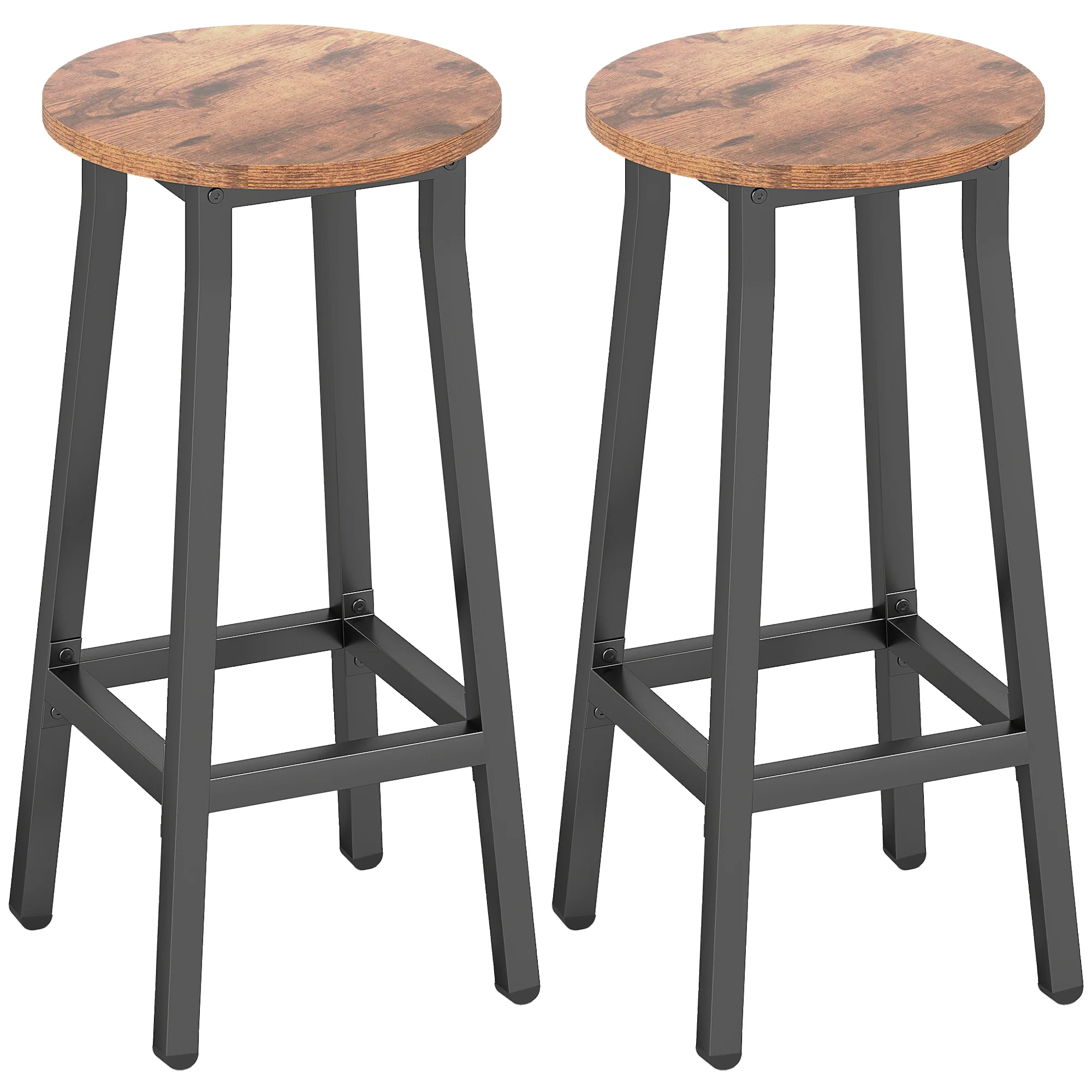 HOMCOM Barstools, Breakfast Bar Stools With Footrest, Rustic Brown