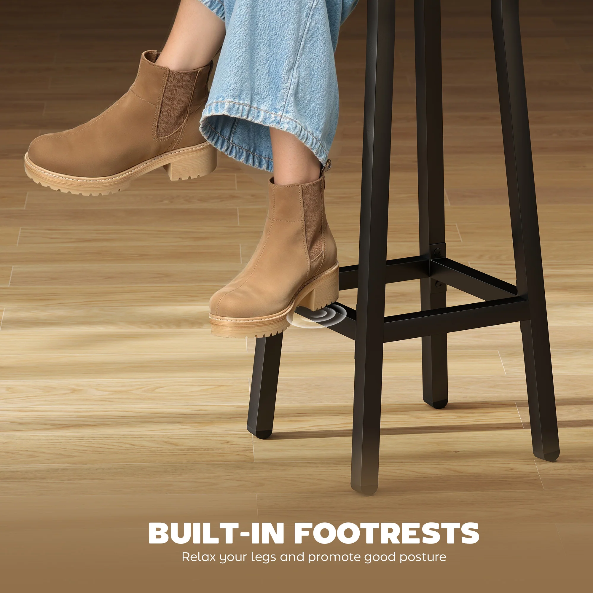 HOMCOM Barstools, Breakfast Bar Stools With Footrest, Rustic Brown - Image 3