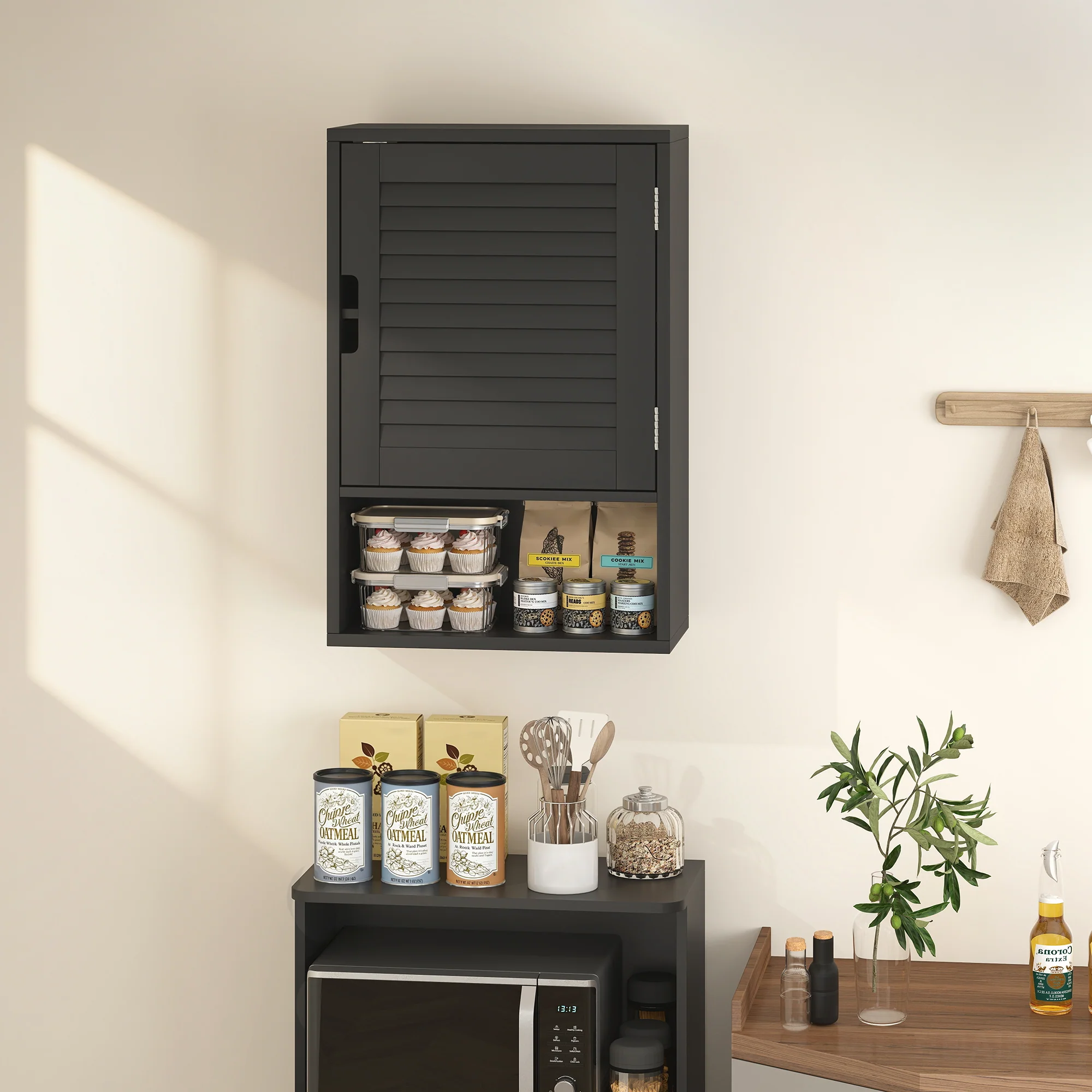 HOMCOM Bathroom Cabinet, Wall Mounted Cabinet with Adjustable Shelves, Black - Image 8
