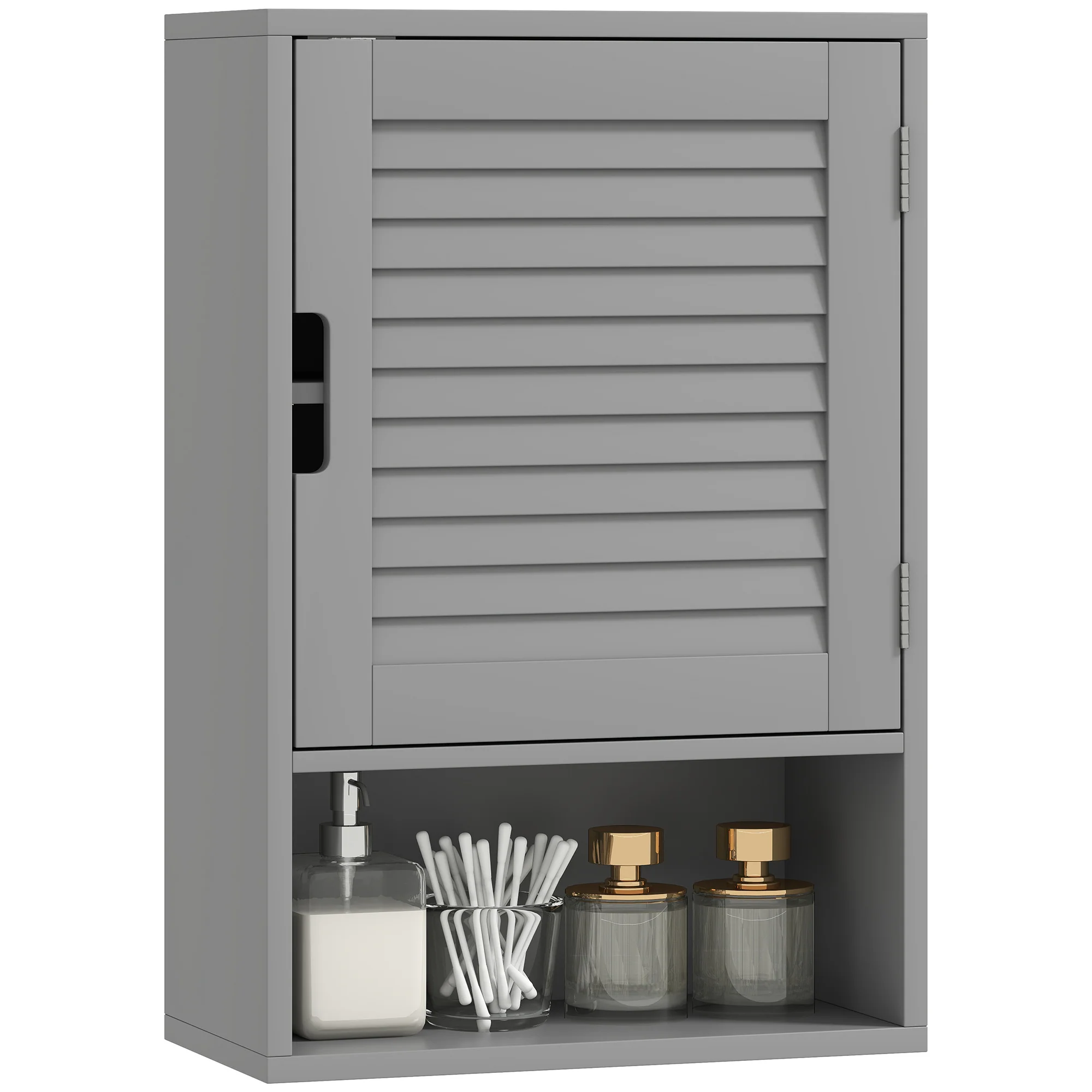 HOMCOM Bathroom Cabinet, Wall Mounted Cabinet with Adjustable Shelves, Grey
