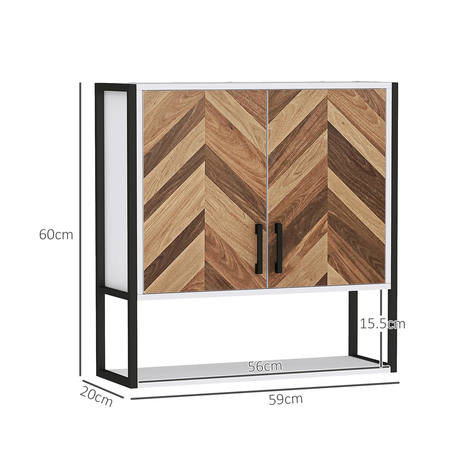 HOMCOM Bathroom Cabinet Wall Mounted Over The Toilet With 2 Doors, Walnut - Image 5