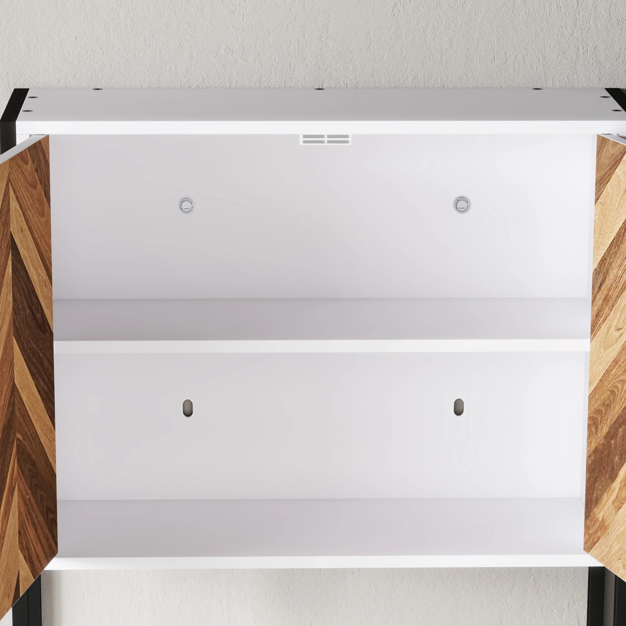 HOMCOM Bathroom Cabinet Wall Mounted Over The Toilet With 2 Doors, Walnut - Image 8