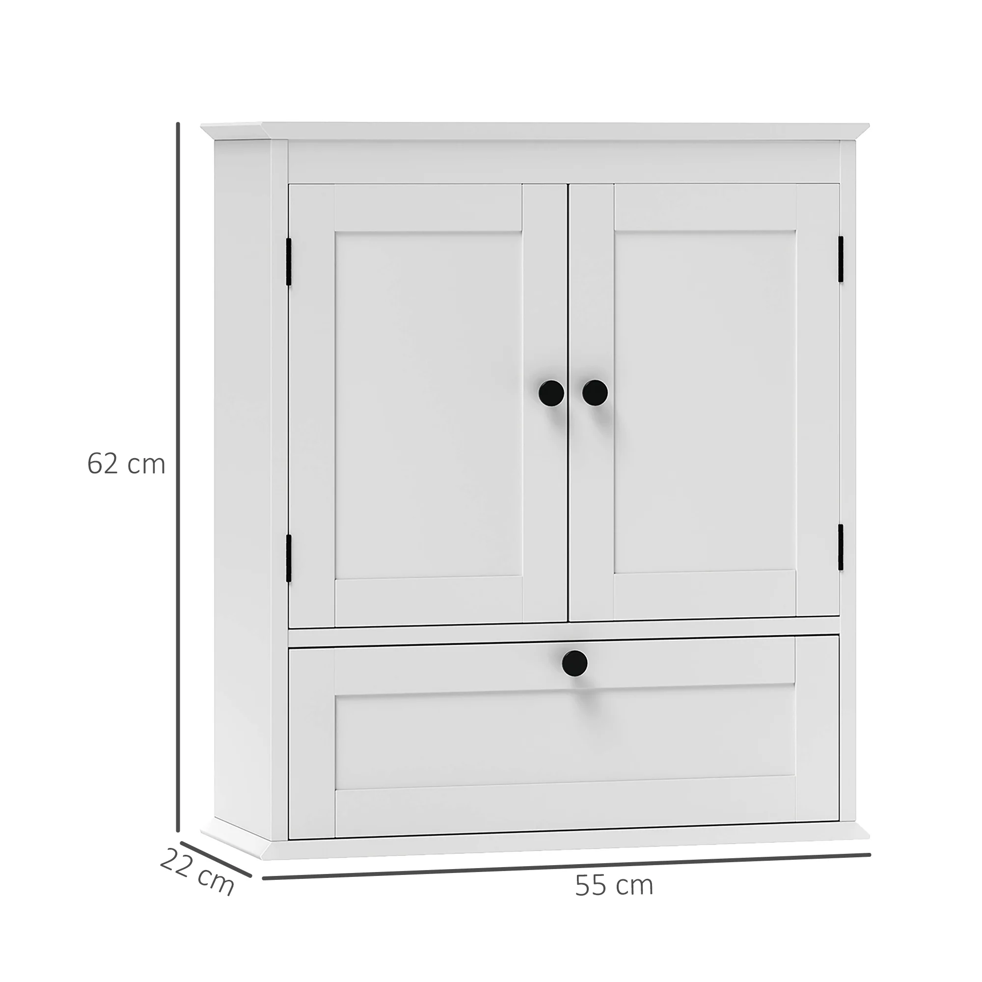 HOMCOM Bathroom Cabinet Wall Mounted With Adjustable Shelf, White - Image 3