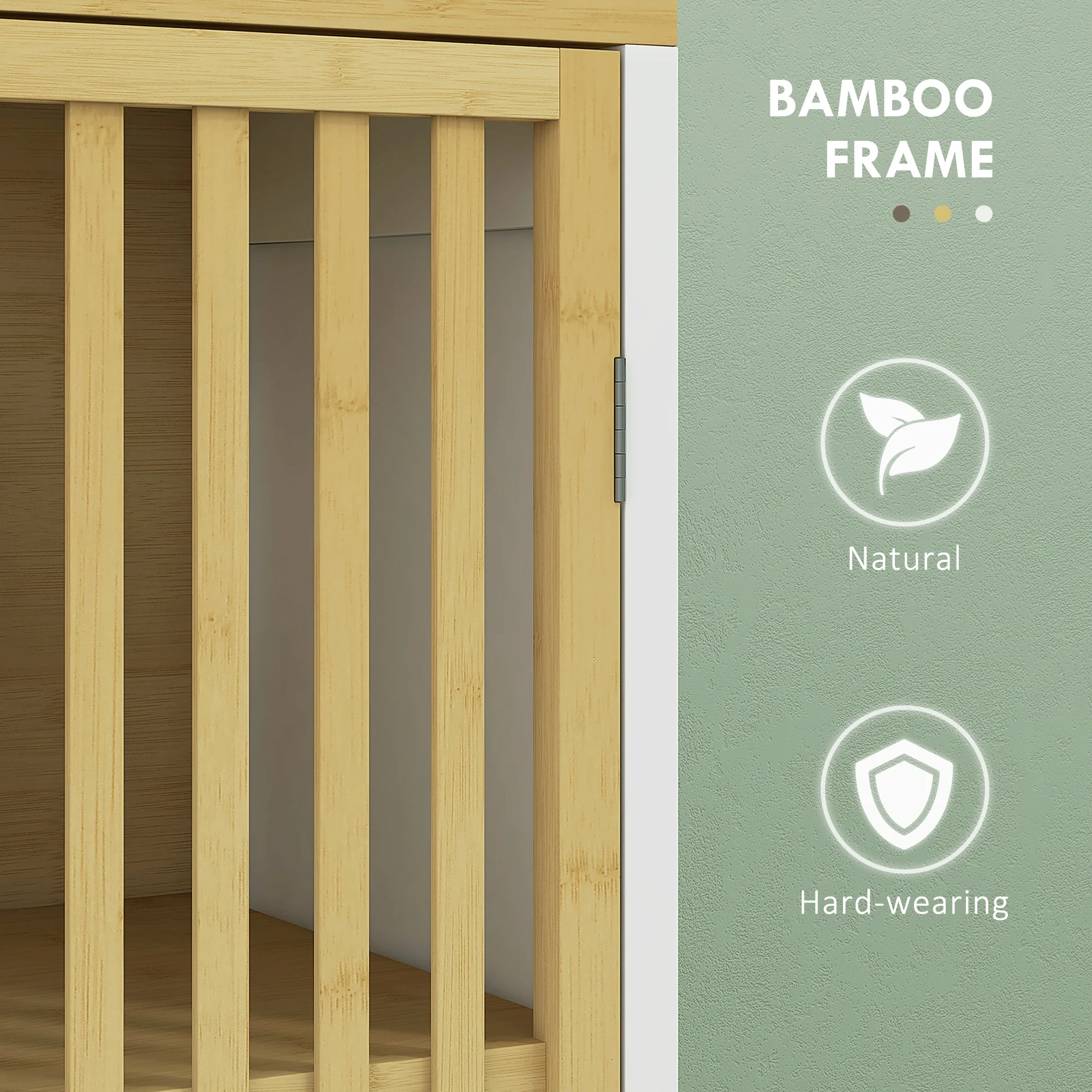 HOMCOM Bathroom Floor Cabinet Bamboo Bathroom Cupboard with Adjustable Shelf - Image 4