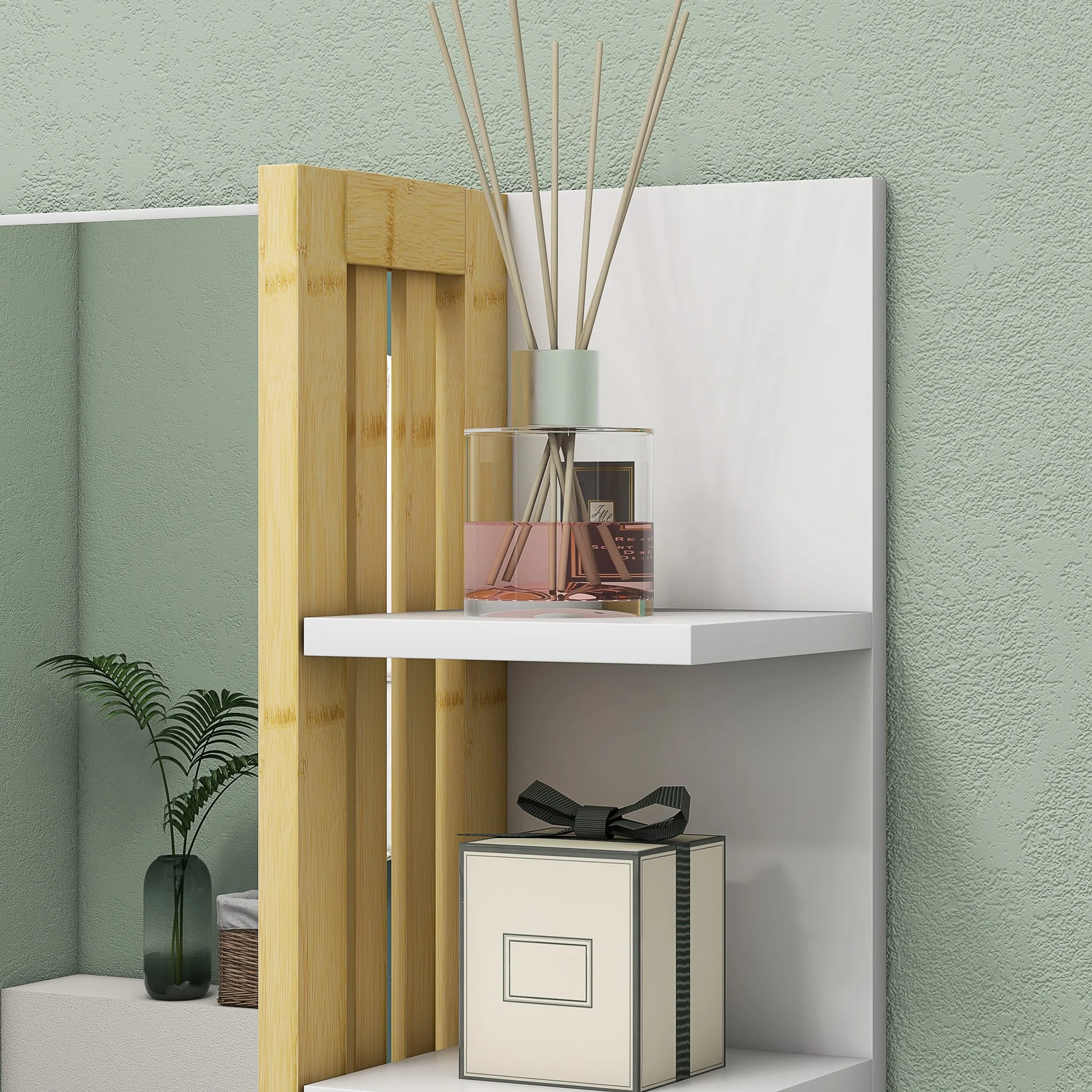HOMCOM Bathroom Mirror Wall Mount Vanity Mirror with 4 Storage Shelves, White - Image 8