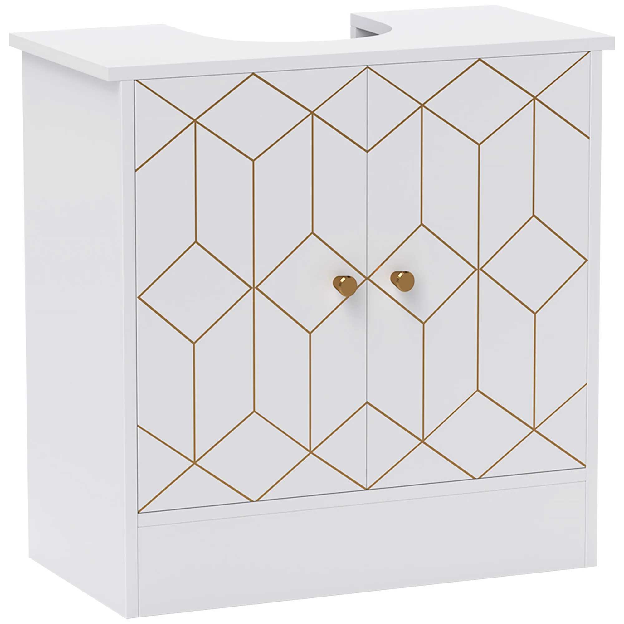HOMCOM Bathroom Under Sink Cabinet For Basin With Or Without Pedestal White