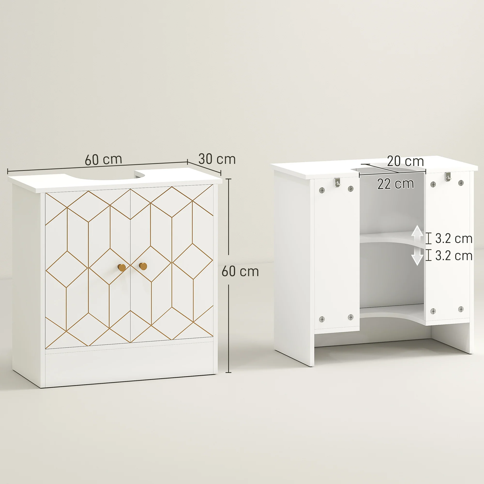 HOMCOM Bathroom Under Sink Cabinet For Basin With Or Without Pedestal White - Image 5
