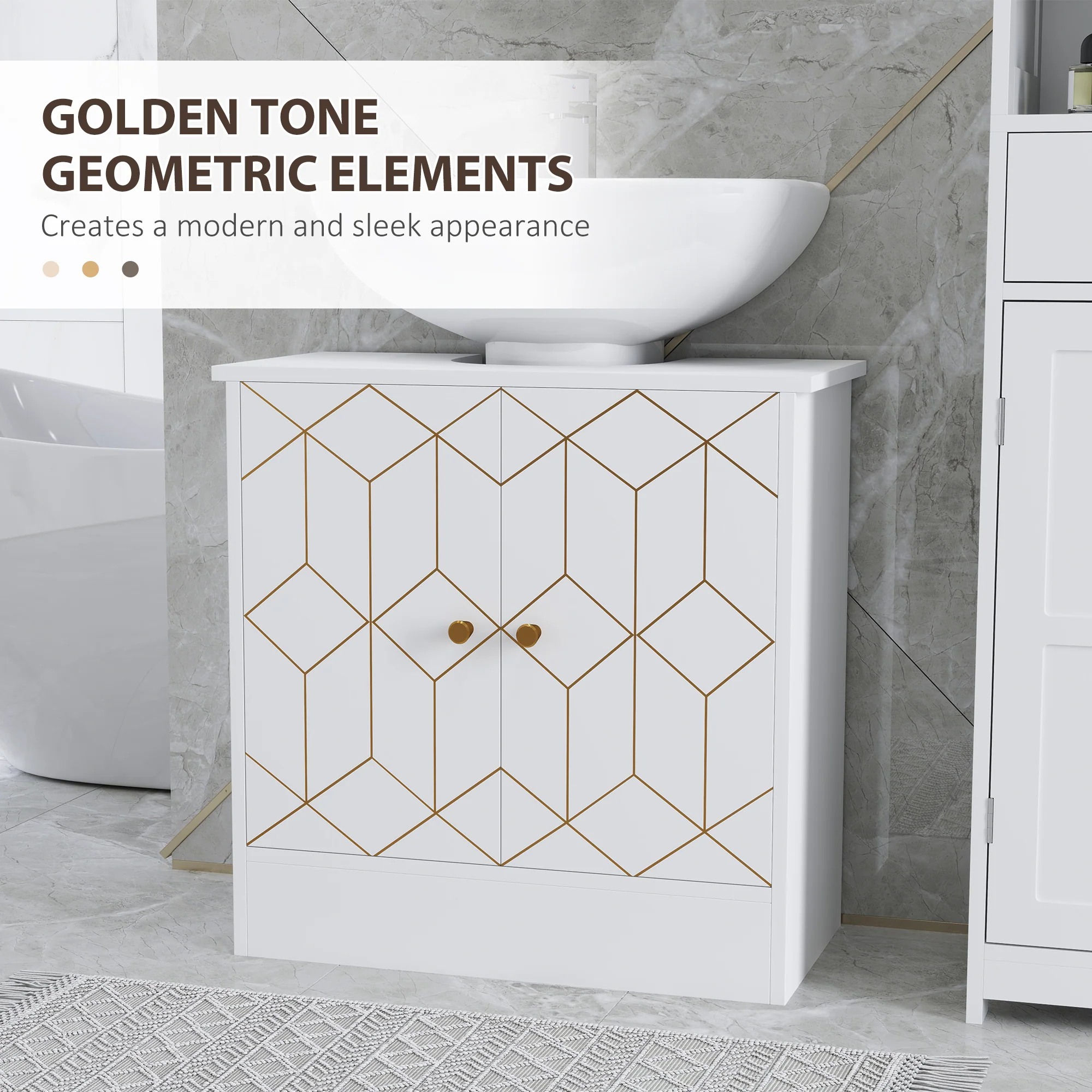 HOMCOM Bathroom Under Sink Cabinet For Basin With Or Without Pedestal White - Image 6