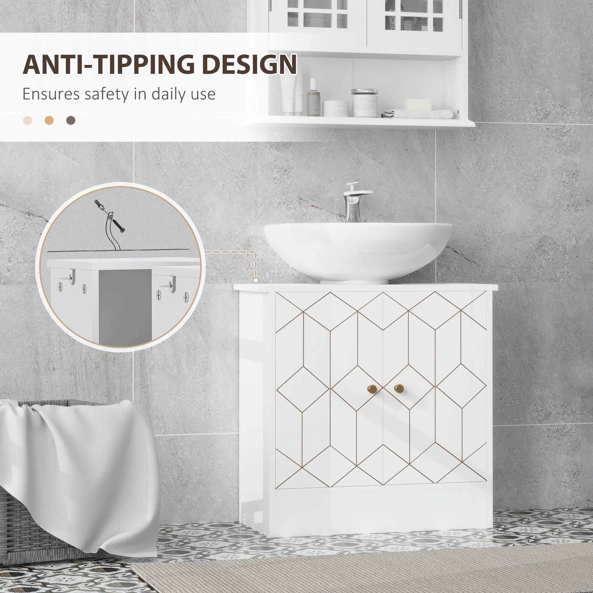 HOMCOM Bathroom Under Sink Cabinet For Basin With Or Without Pedestal White - Image 7