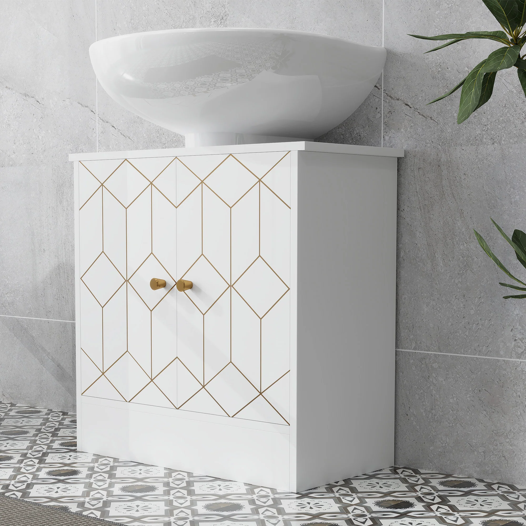 HOMCOM Bathroom Under Sink Cabinet For Basin With Or Without Pedestal White - Image 9