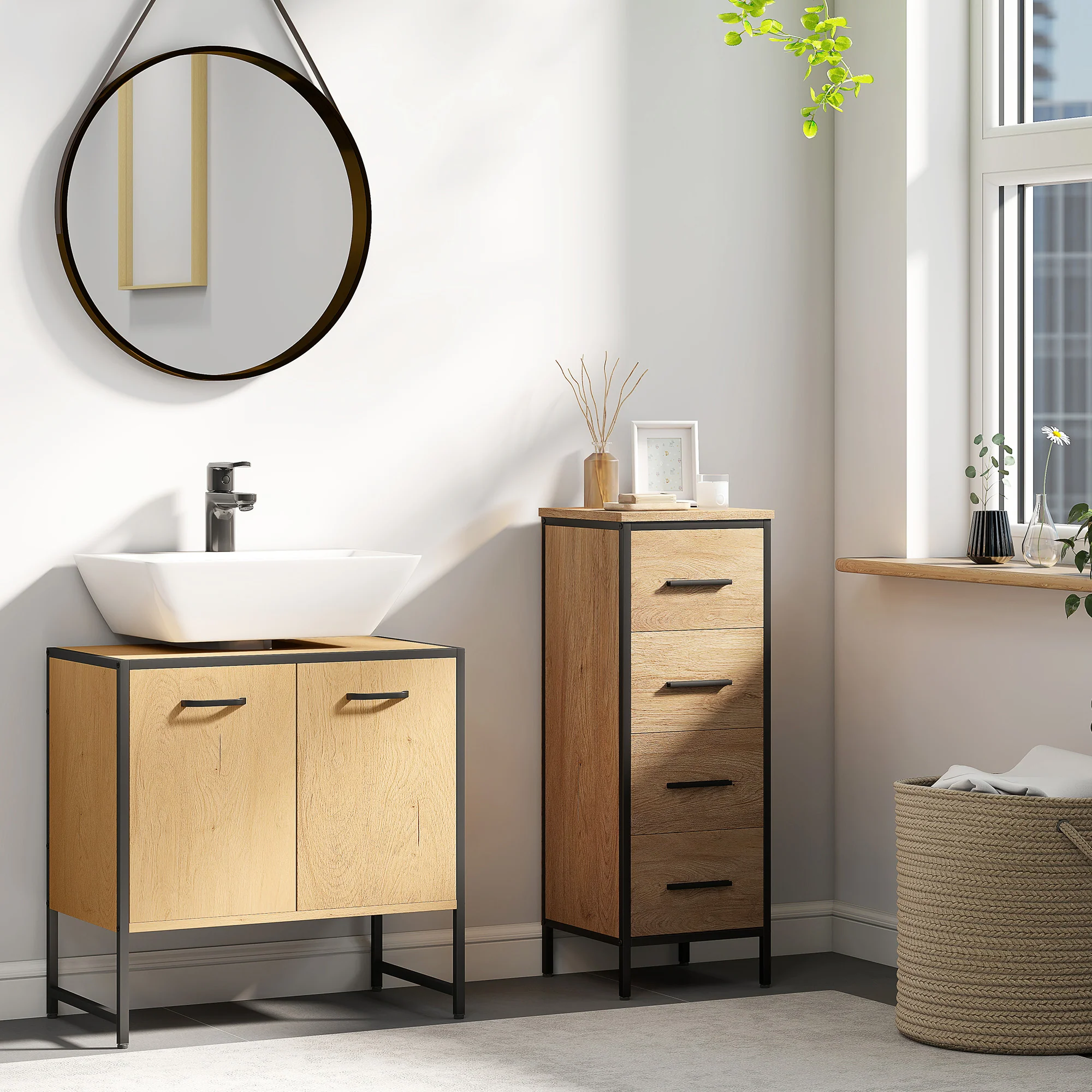 HOMCOM Bathroom Under Sink Cabinet for Basin without or with Pedestal - Image 11