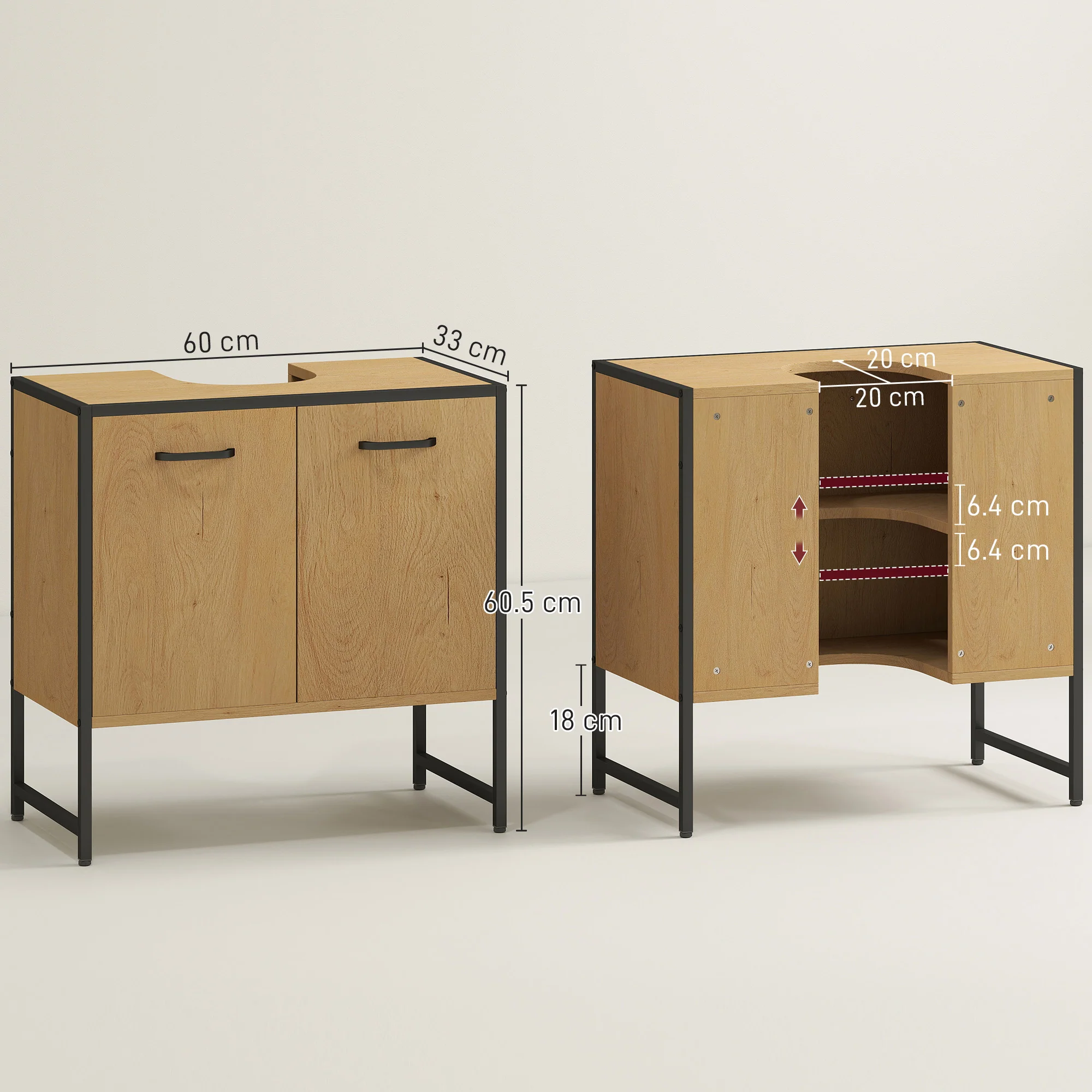 HOMCOM Bathroom Under Sink Cabinet for Basin without or with Pedestal - Image 14