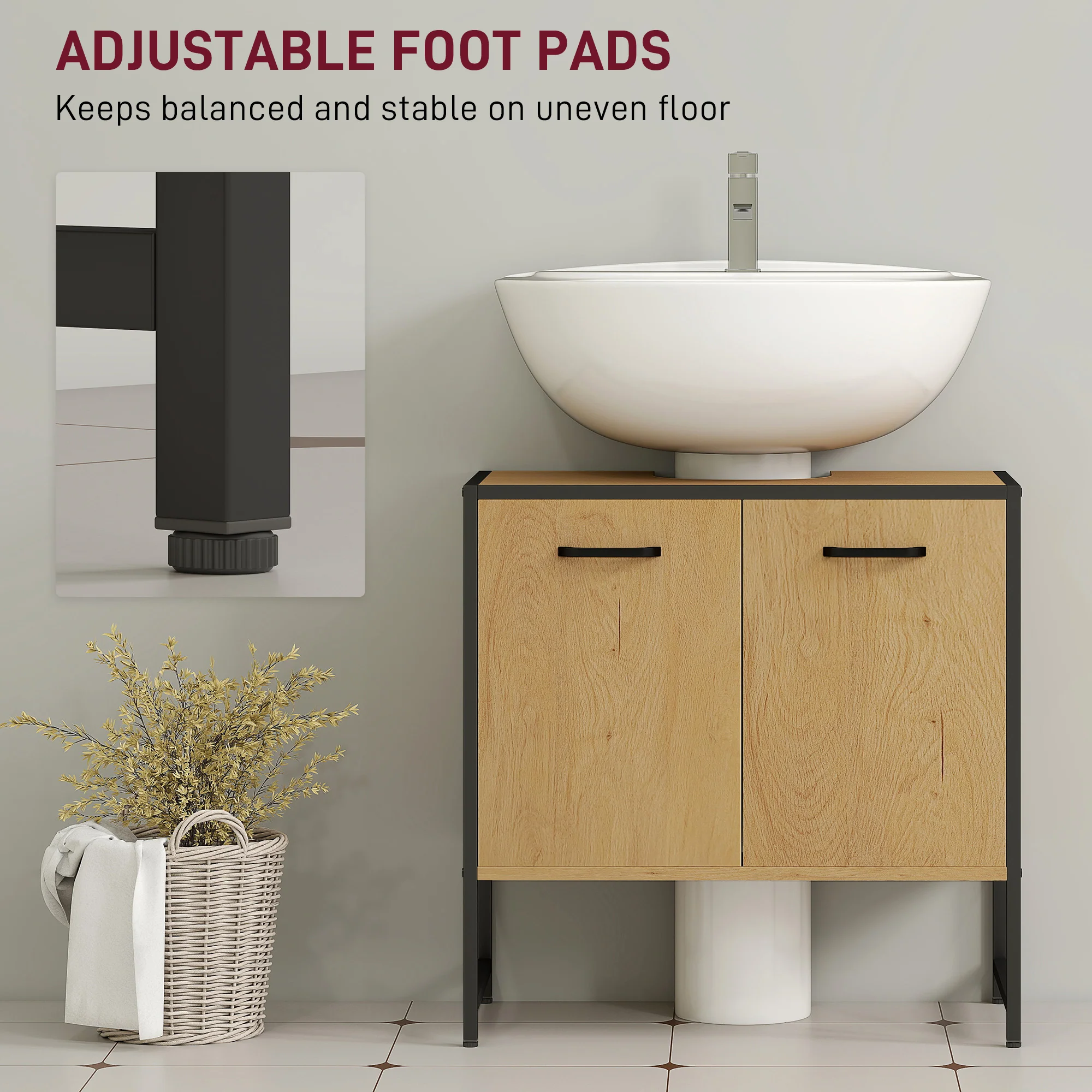 HOMCOM Bathroom Under Sink Cabinet for Basin without or with Pedestal - Image 17