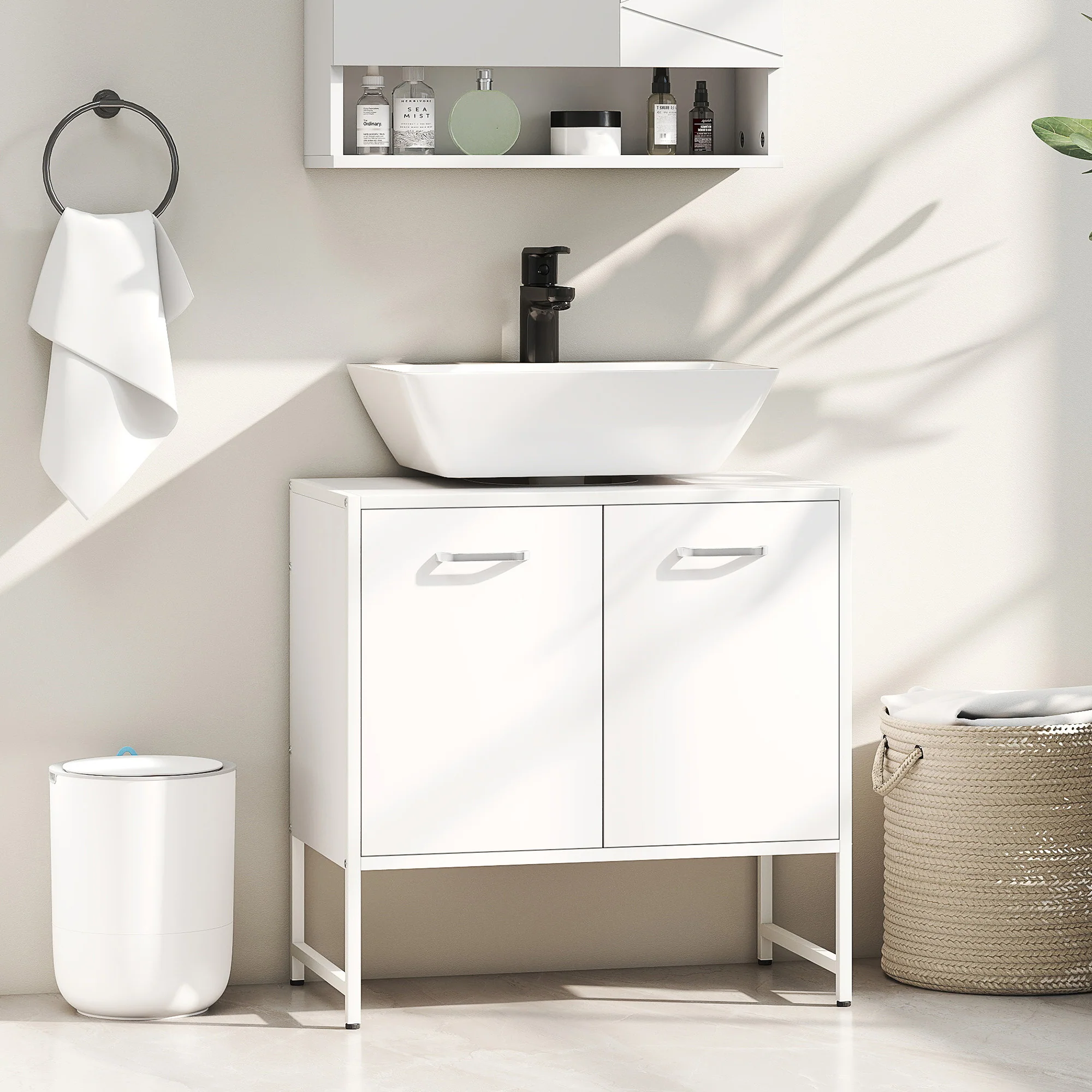 HOMCOM Bathroom Under Sink Cabinet for Basin without or with Pedestal - Image 2
